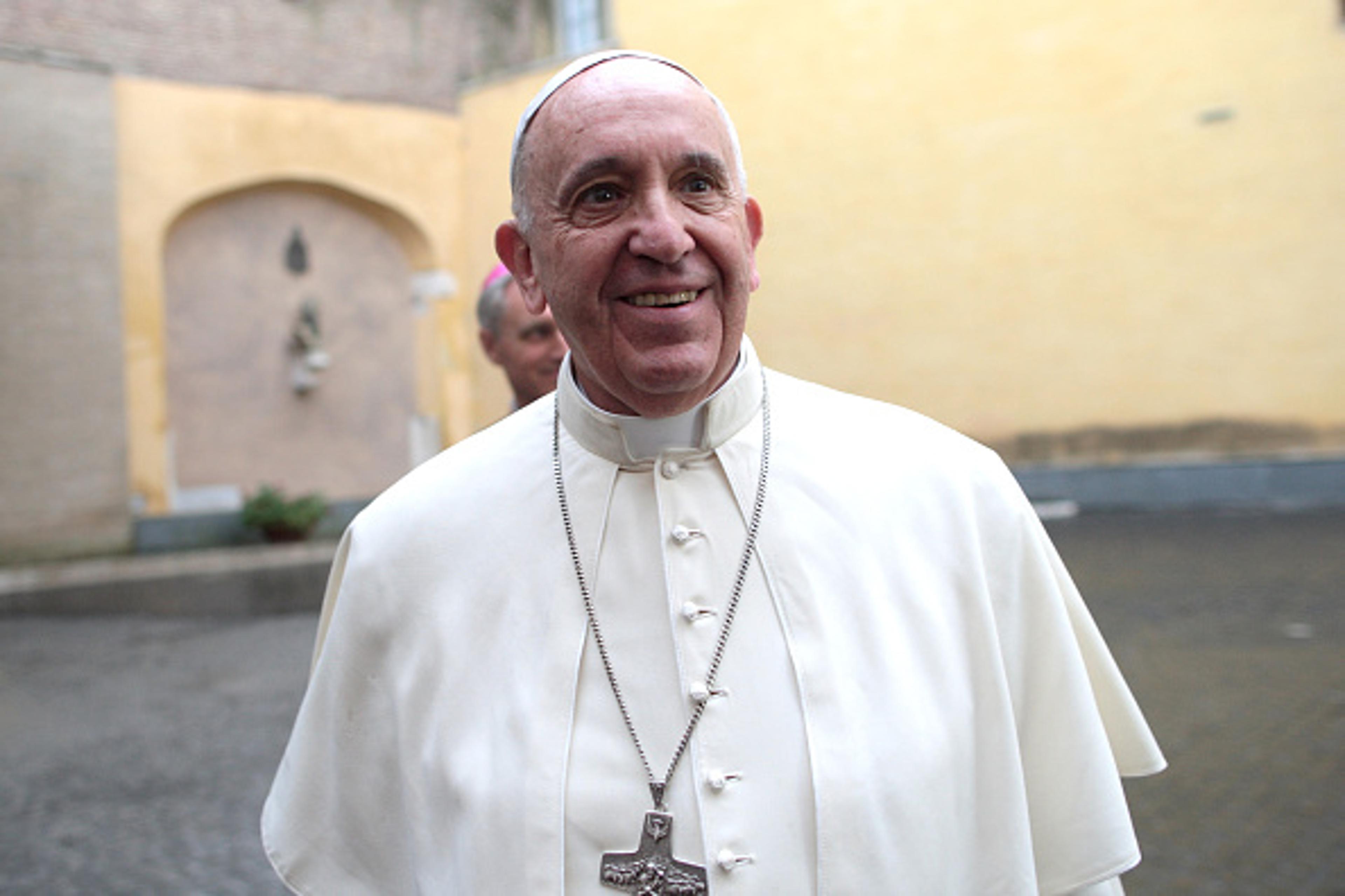 Pope Francis arrives at the Paul VI Hall for an audience with President of Argentina Cristina Fernandez de Kirchner on June 7, 2015 in Vatican City, Vatican.