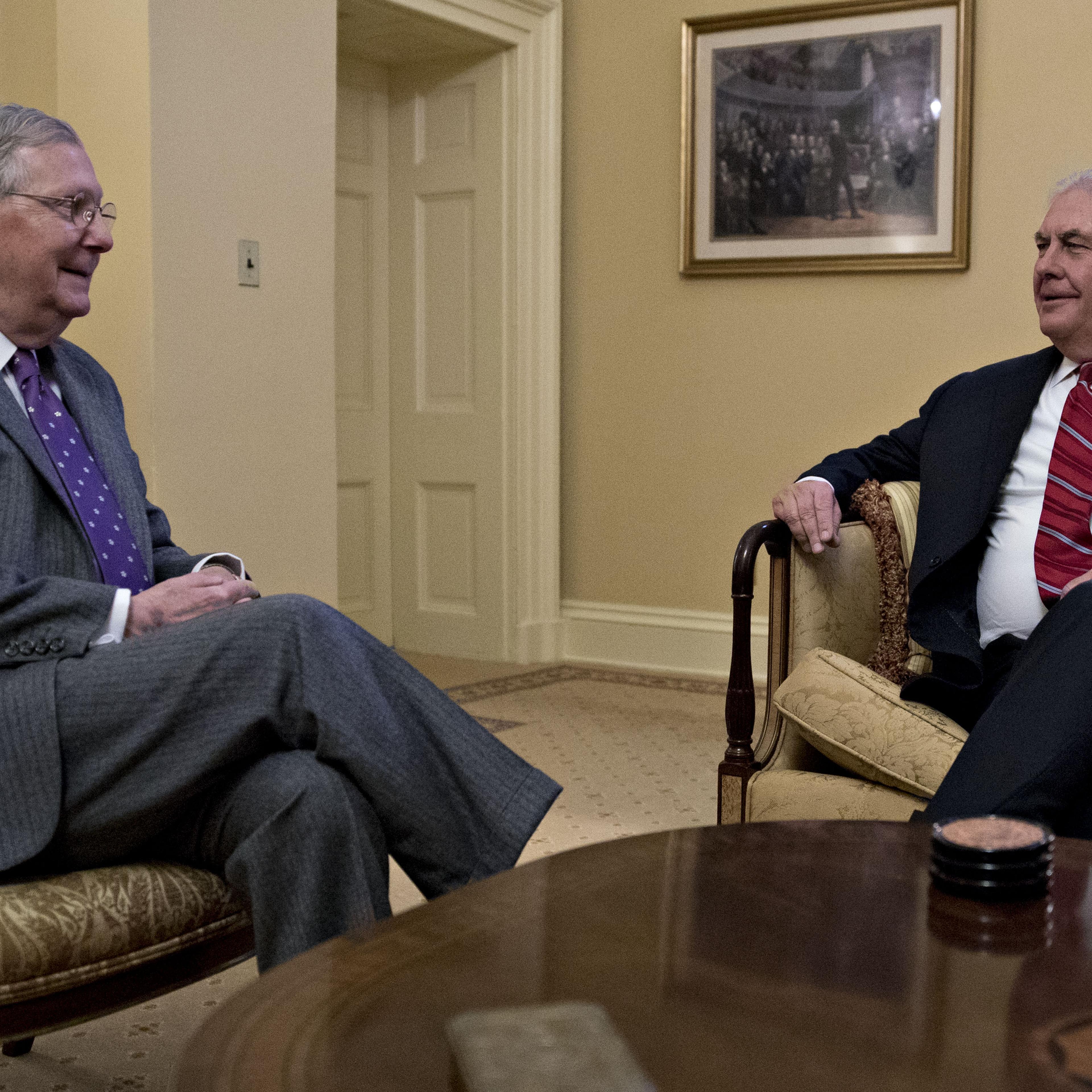 Secretary Of State Nominee Rex Tillerson Meets With Senators On Capitol Hill