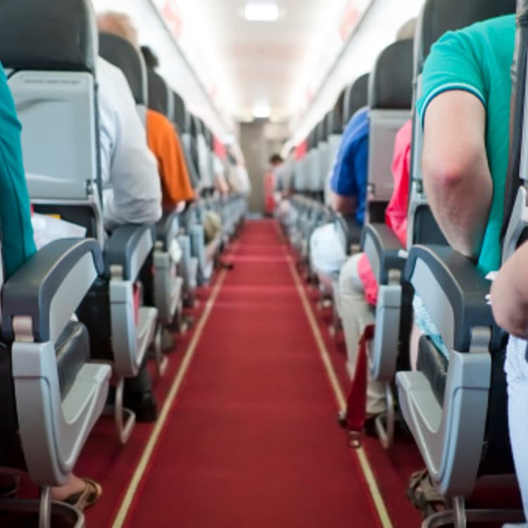 Seat and walkway in airplane