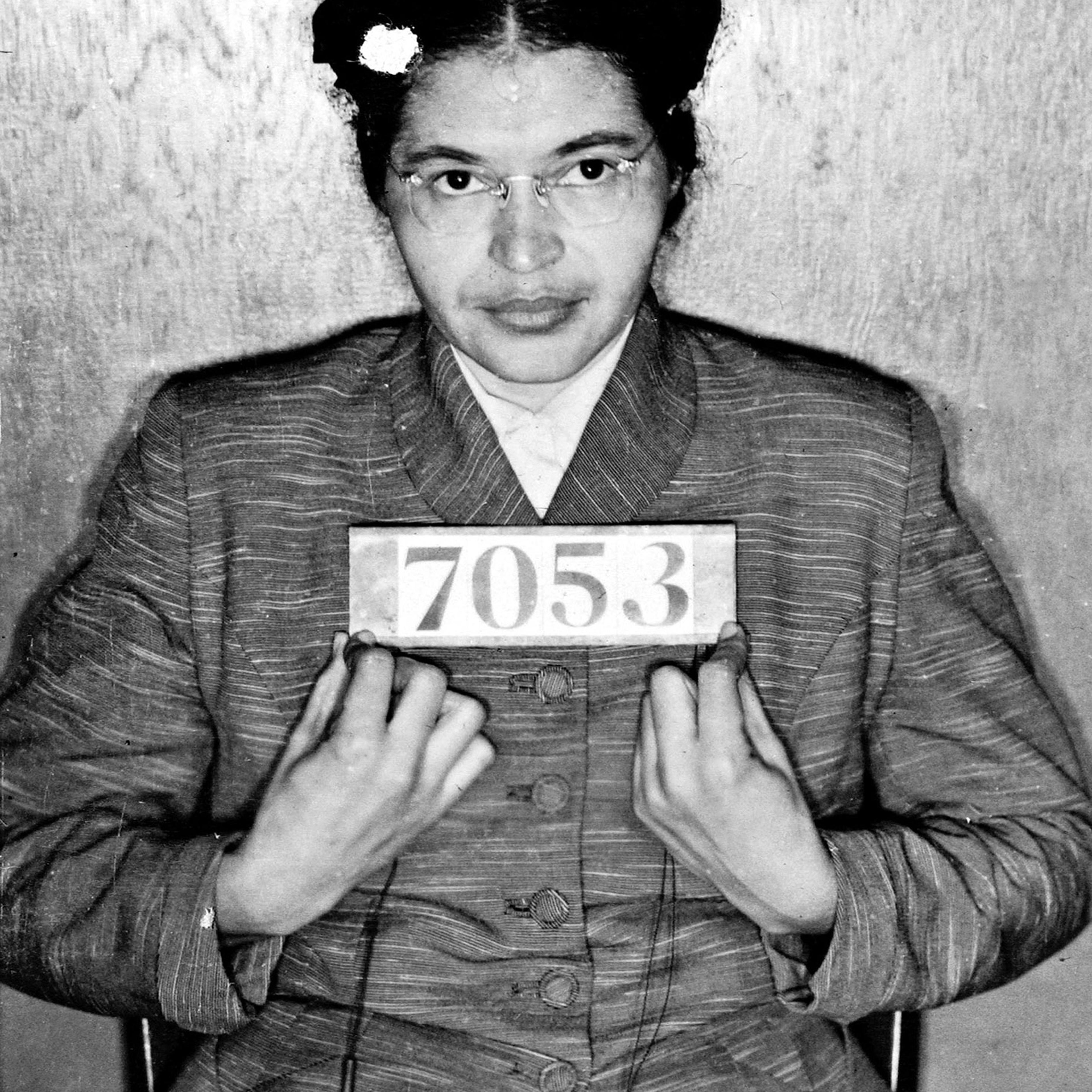 Booking photo of American Civil Rights activist Rosa Louise McCauley Parks taken at the time of her arrest for refusing to give up her seat on a Montgomery, Ala., bus to a white passenger on Dec. 1, 1955.