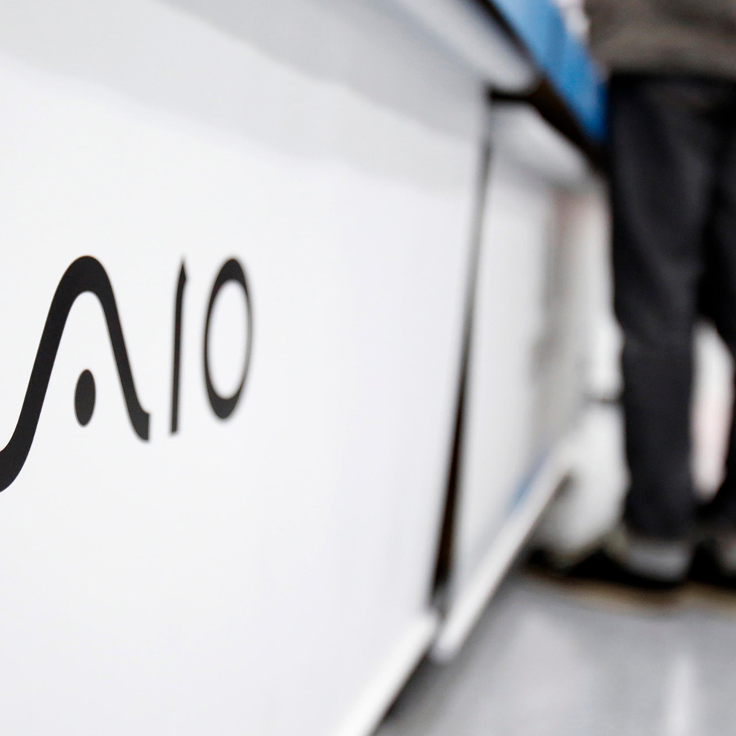 A logo of Sony Corp's Vaio is seen as a shopper looks at products at an electronics retail store in Tokyo