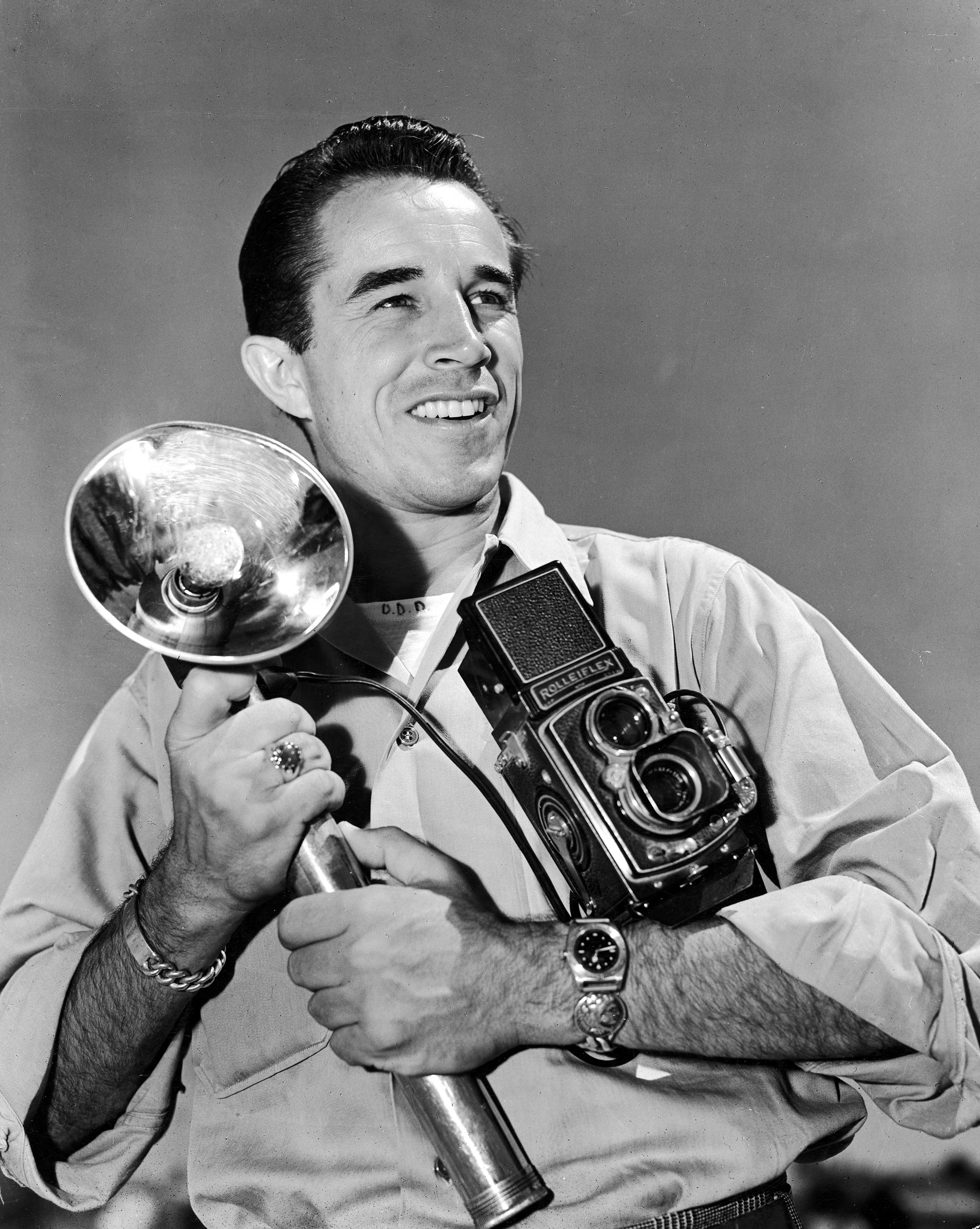 LIFE photographer David Douglas Duncan on assignment in Palestine, 1946.