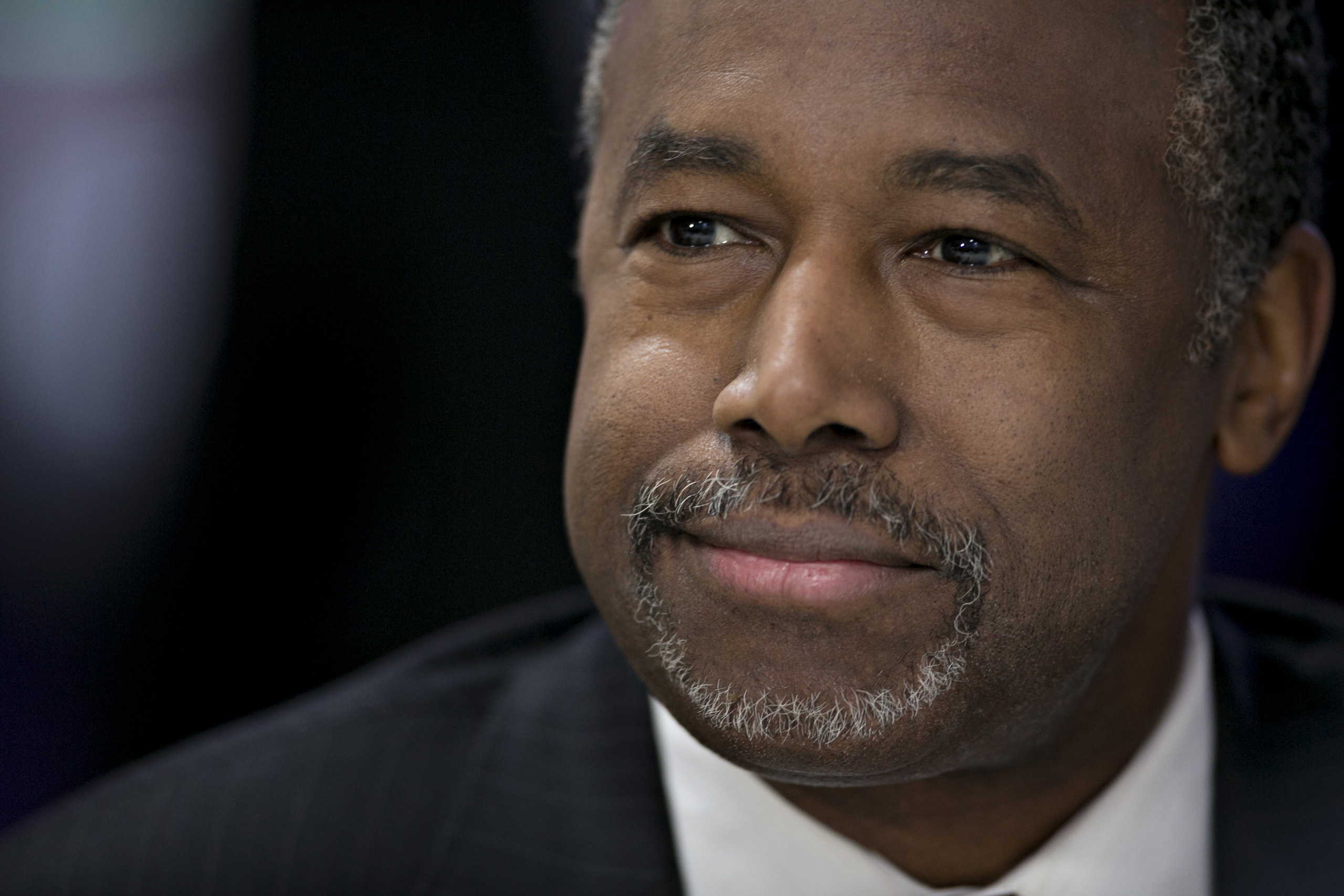 Ben Carson, retired neurosurgeon and 2016 Republican presidential candidate, listens to a question during a Bloomberg Politics interview in Des Moines, Iowa, U.S., on Wednesday, Jan. 27, 2016. Carson has made his Christian faith and the kind of issues th