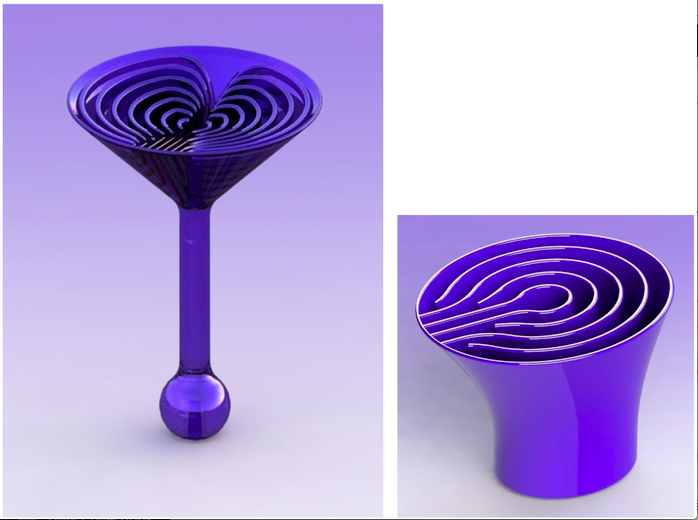 The designs for a space-friendly cocktail glass and drinking glass are seen from the Zero Gravity Cocktail Project kickstarter campaign.