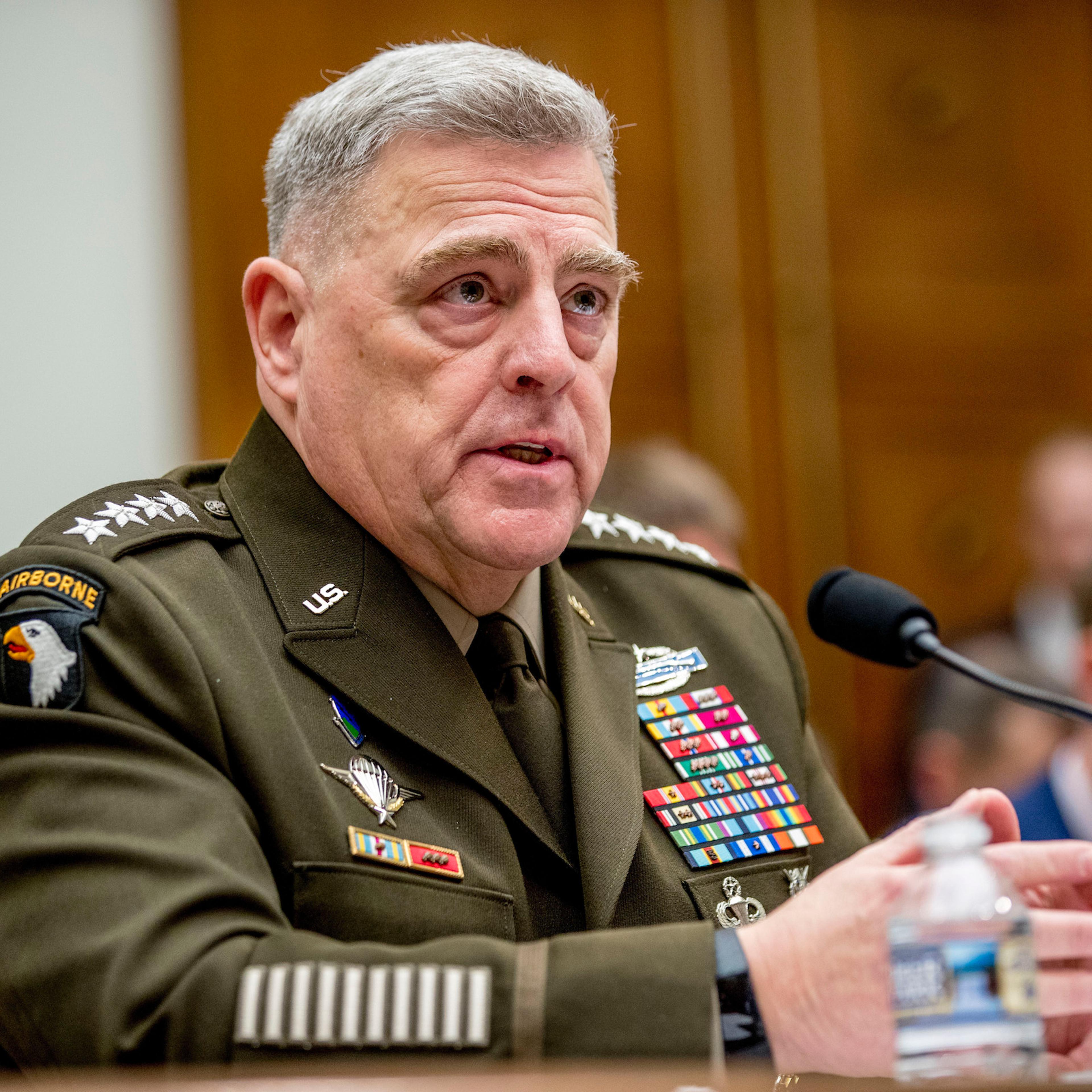 Joint Chiefs Chairman Gen. Mark Milley speaks at a House Armed Services Committee hearing on Capitol Hill, on Feb. 26, 2020, in Washington.