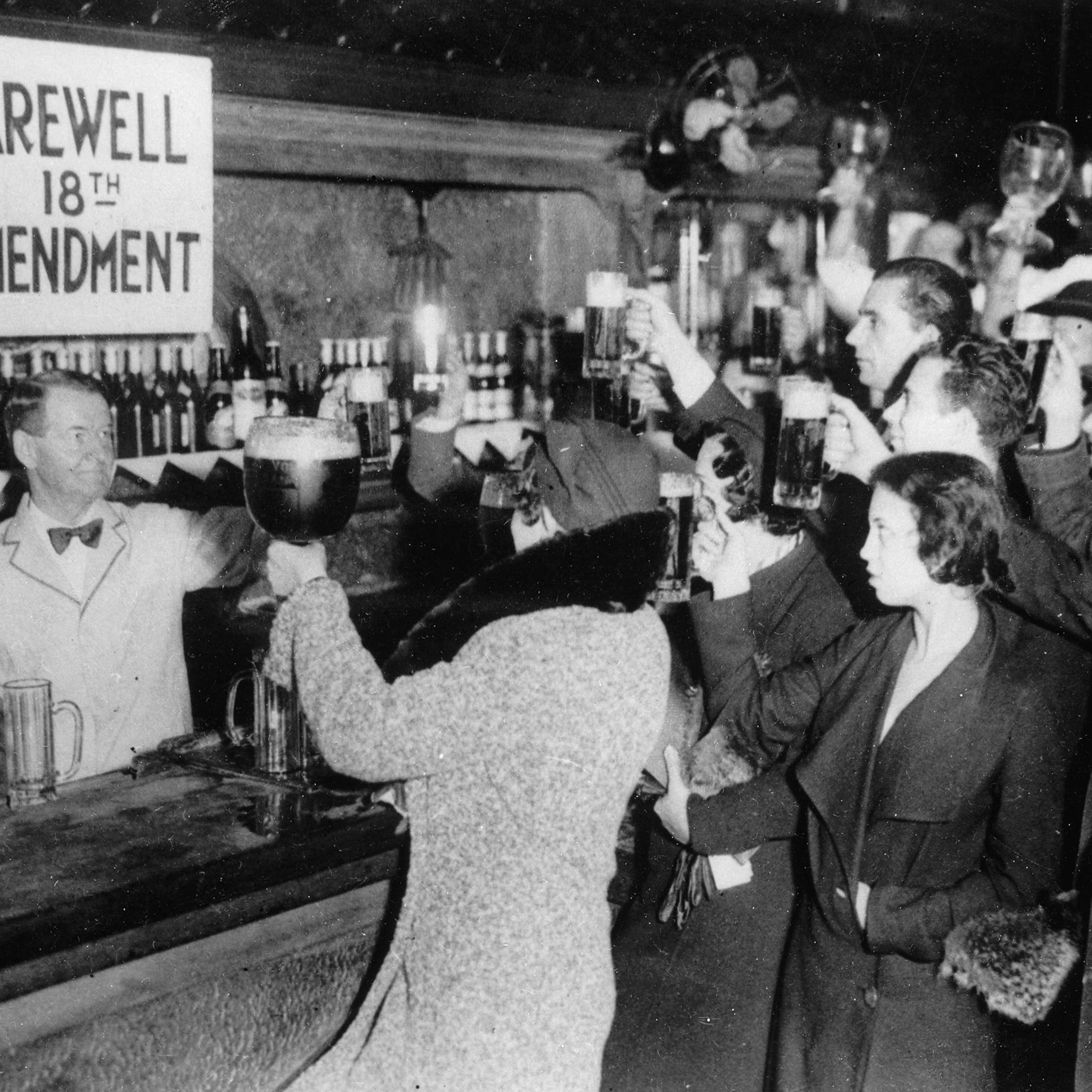 New Yorkers bid farewell to the 18th Amendment that legalized Prohibition and which was repealed by the 21st Amendment on Dec. 5, 1933.
