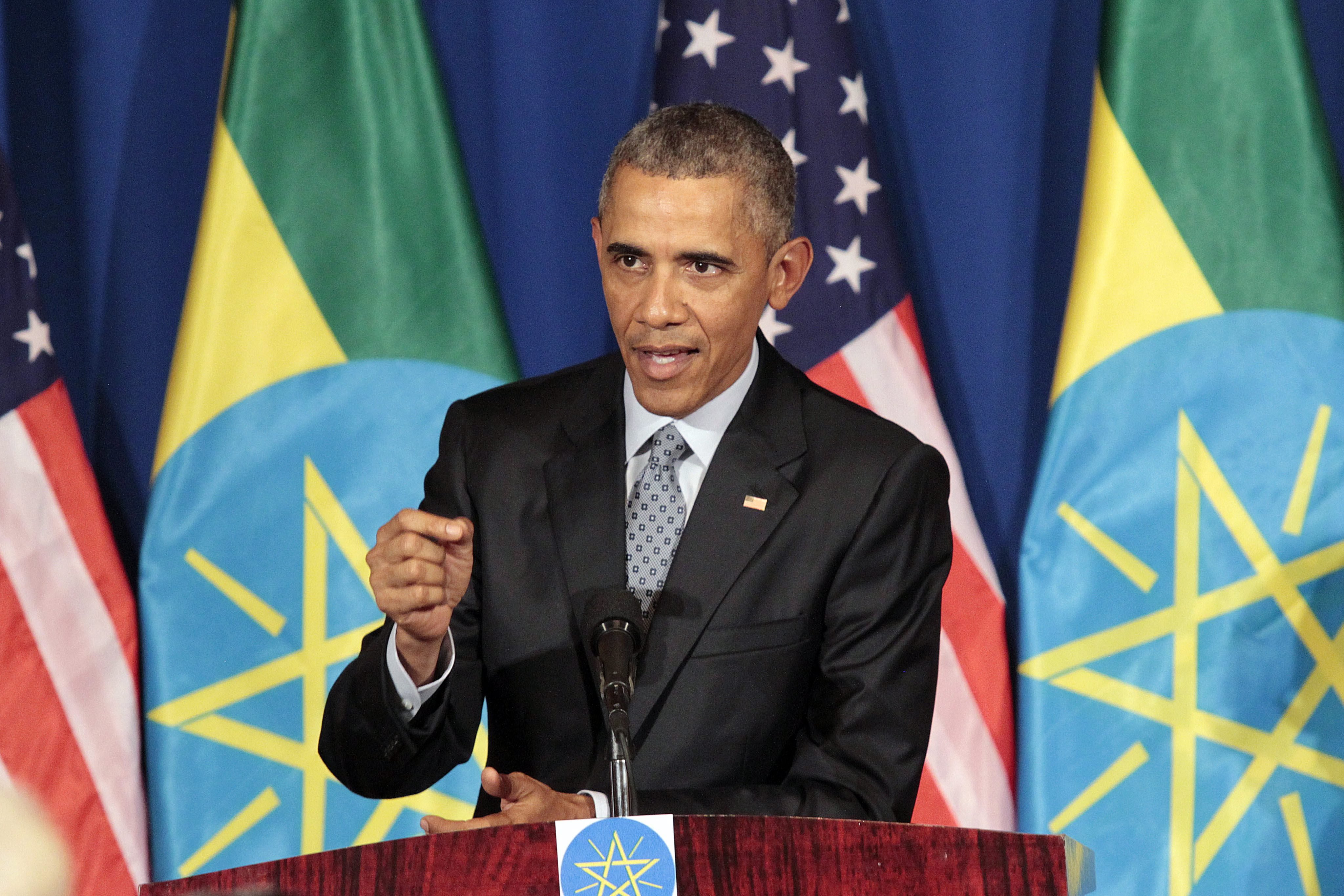 President Barrack Obama speaks during a joint news conference at the National Palace in Addis Ababa, Ethiopia on July 27. 2015.