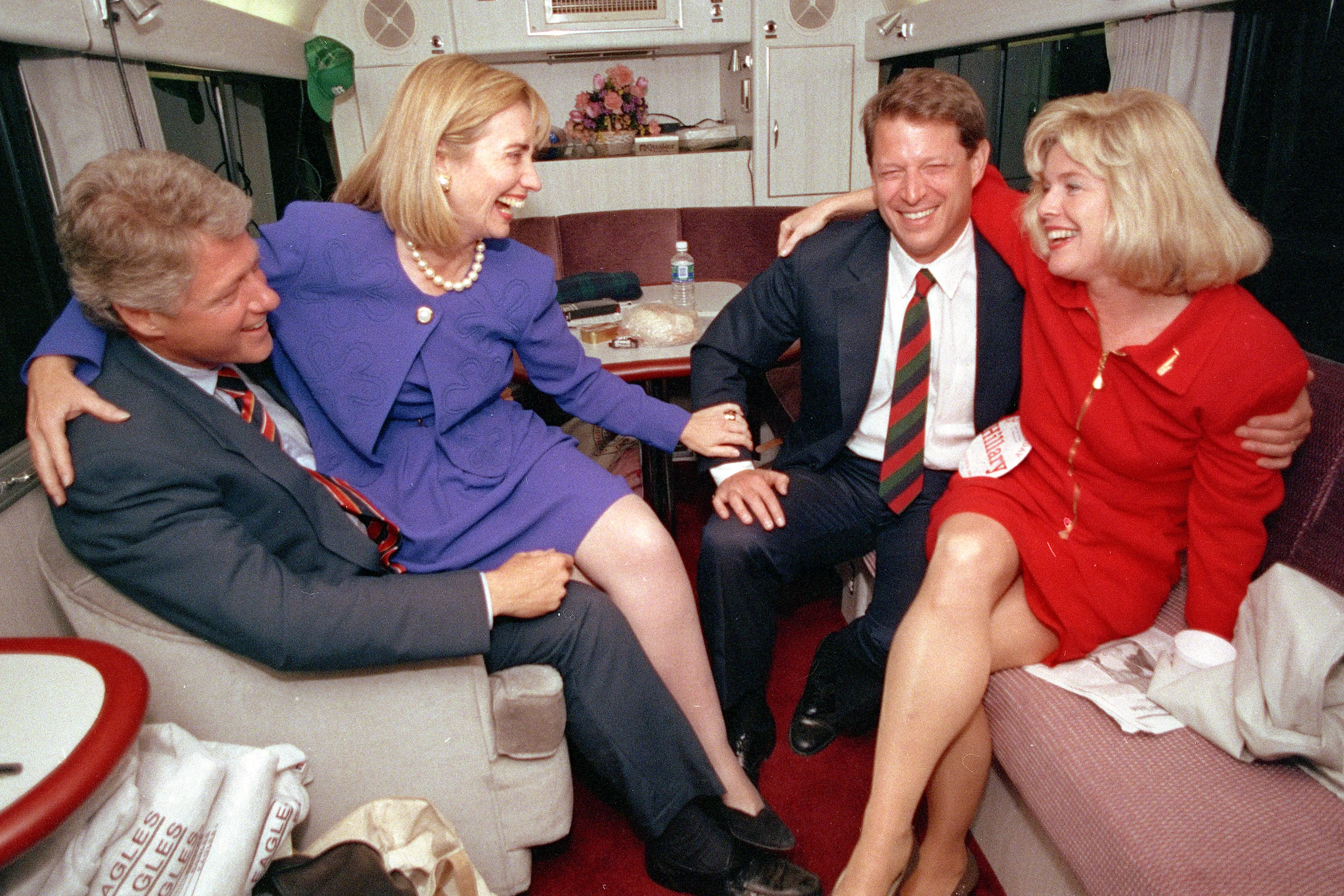 clinton in blue dress and red shoes This man is the model behind Epstein's bizarre Clinton painting