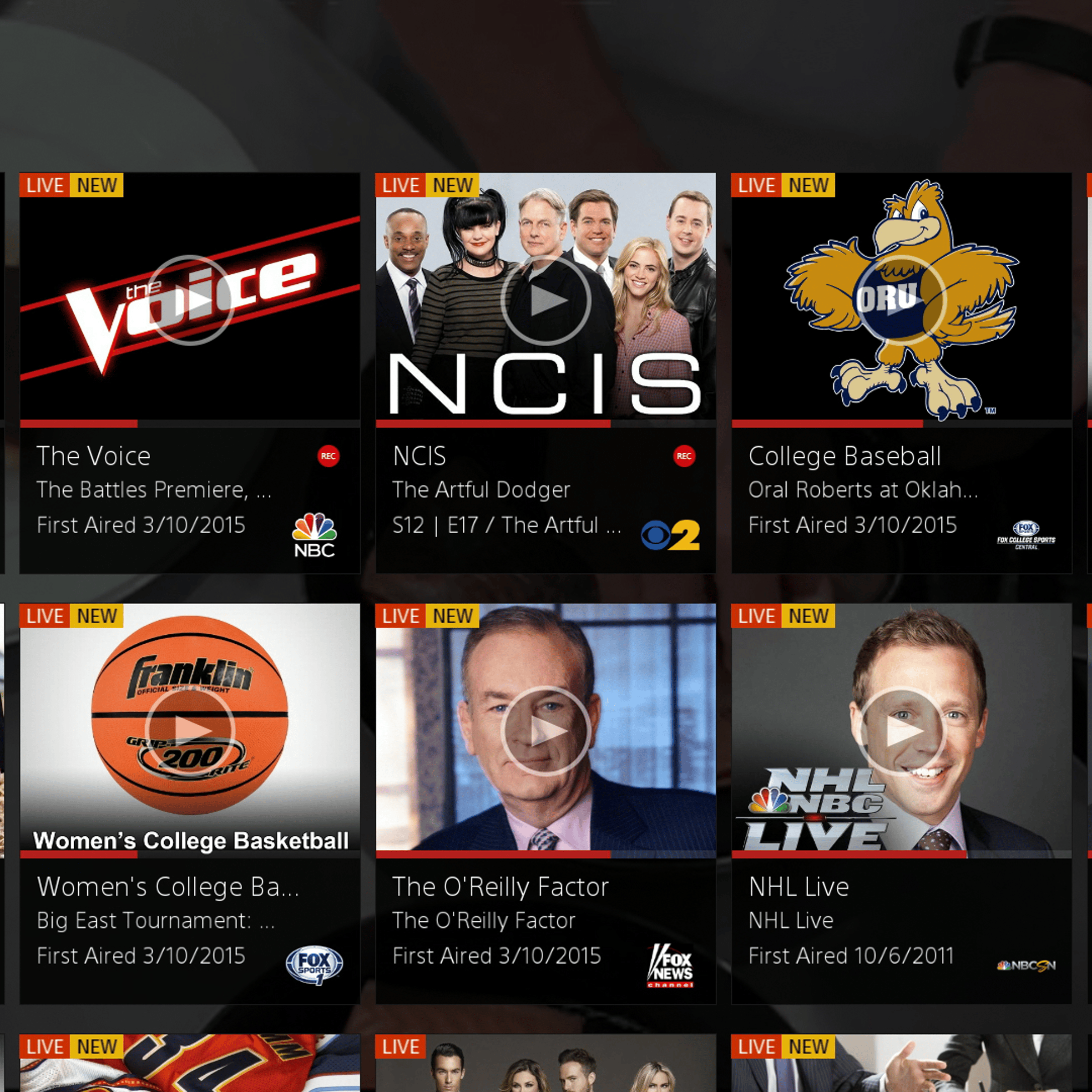 PlayStation Vue users can organize live programming by popularity rather than having to remember channel numbers