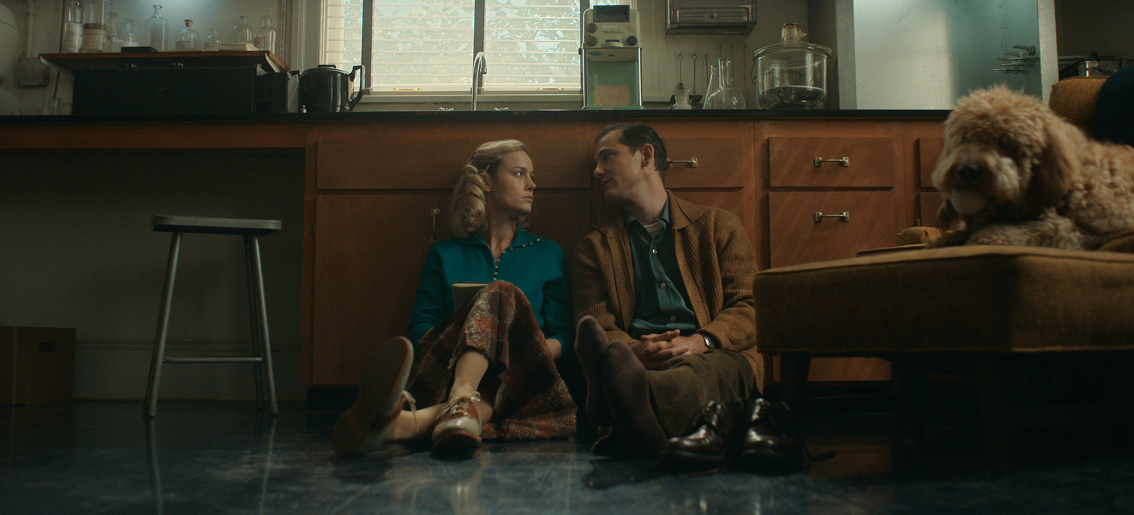 Brie Larson and Lewis Pullman in <i>Lessons in Chemistry</i>
