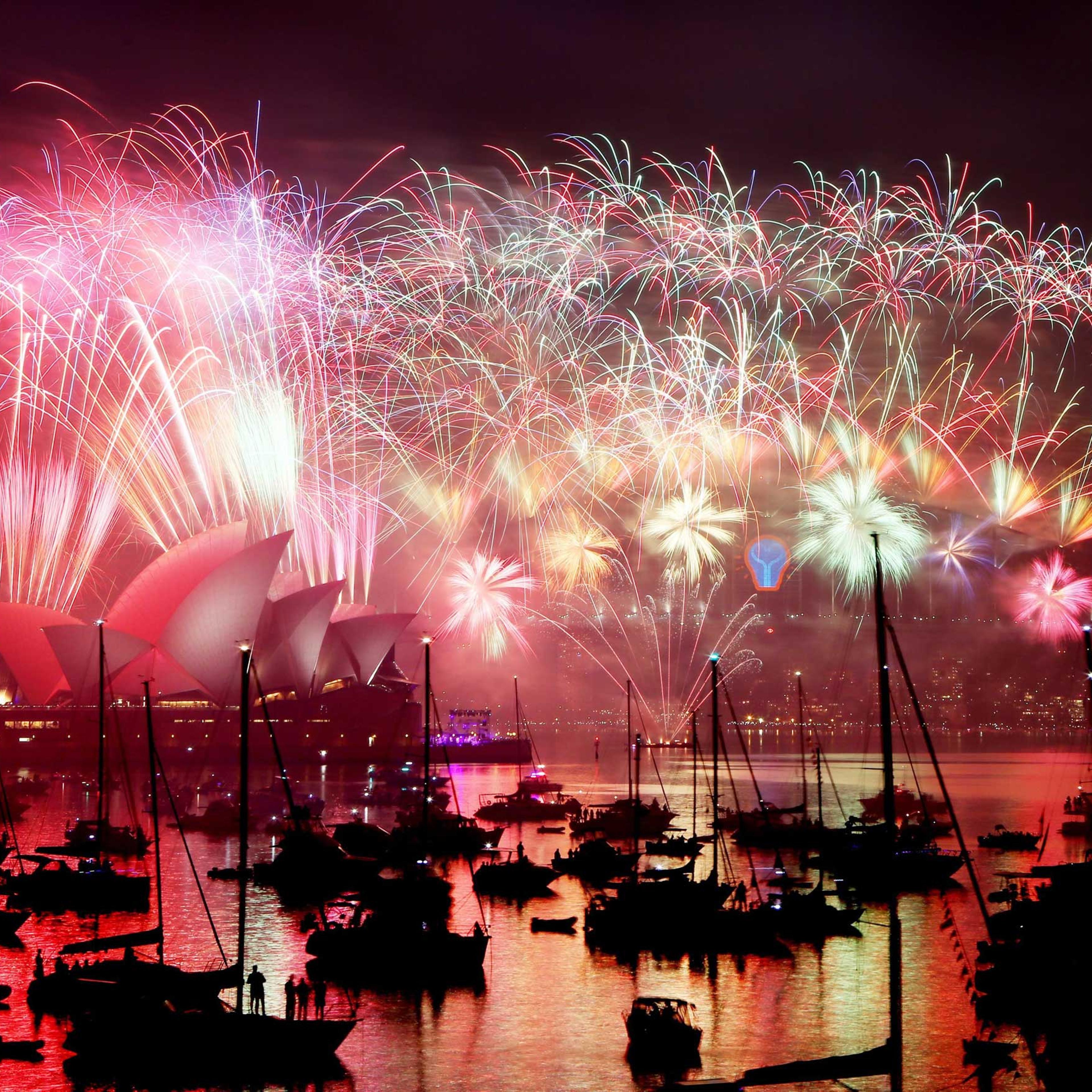 'Midnight Fireworks' explode above the Sydney Opera House and the Harbour Bridge on Jan. 1, 2015.