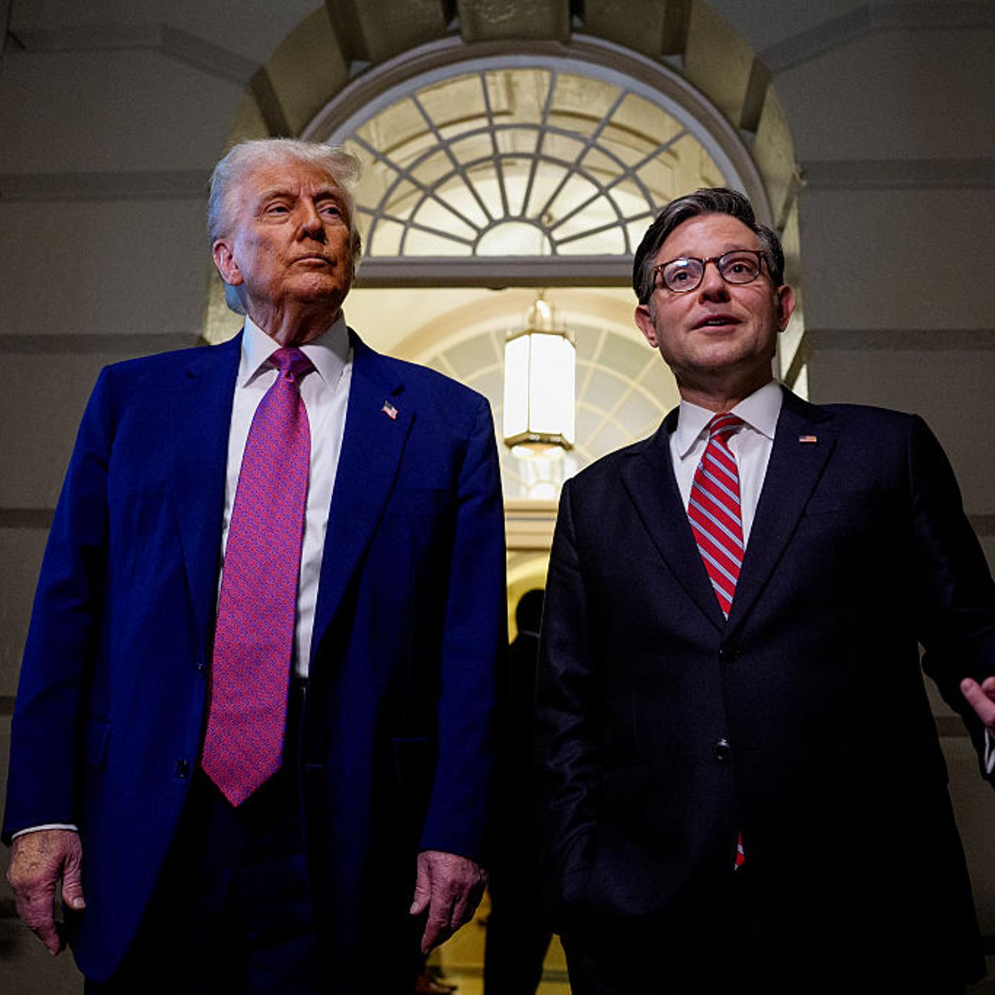 President Trump Attends GOP House Caucus Meeting On Capitol Hill As Budget Bill Faces Resistance