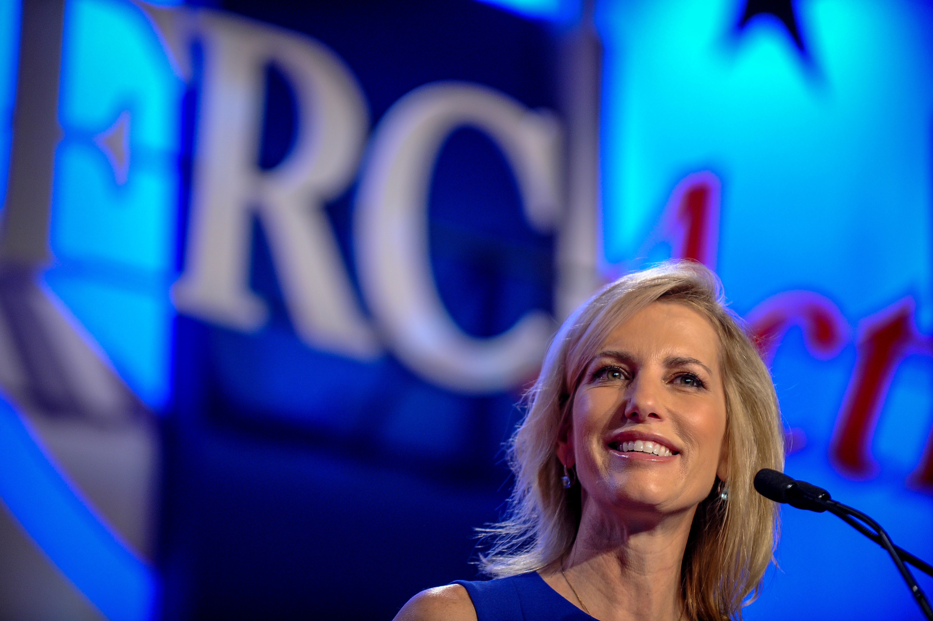 Radio host Ingraham delivers remarks in Washington.