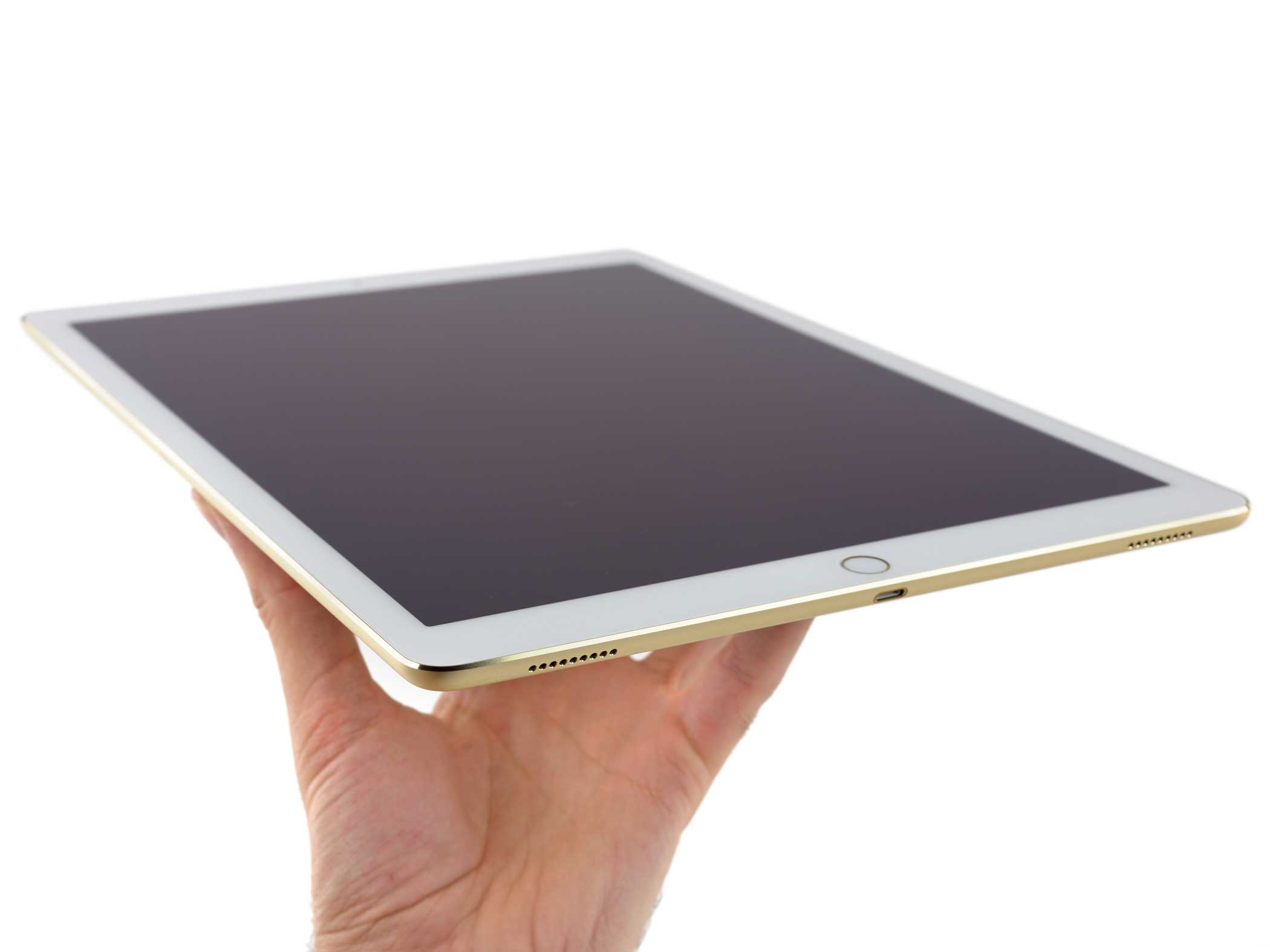 Two of the iPad Pro's four speakers are located at the bottom of the device near the Lightning connector. 