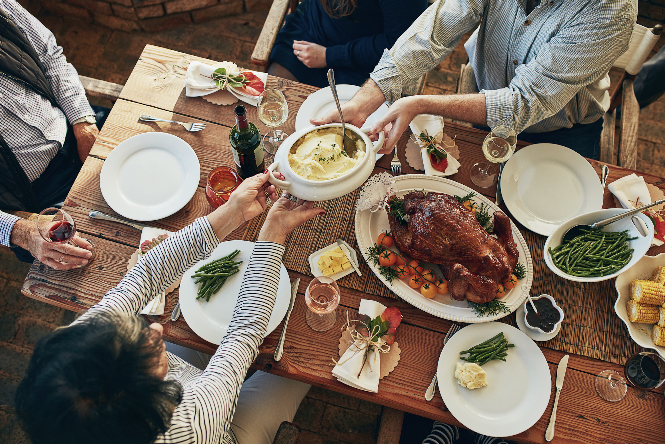 Thanksgiving dinner outside.