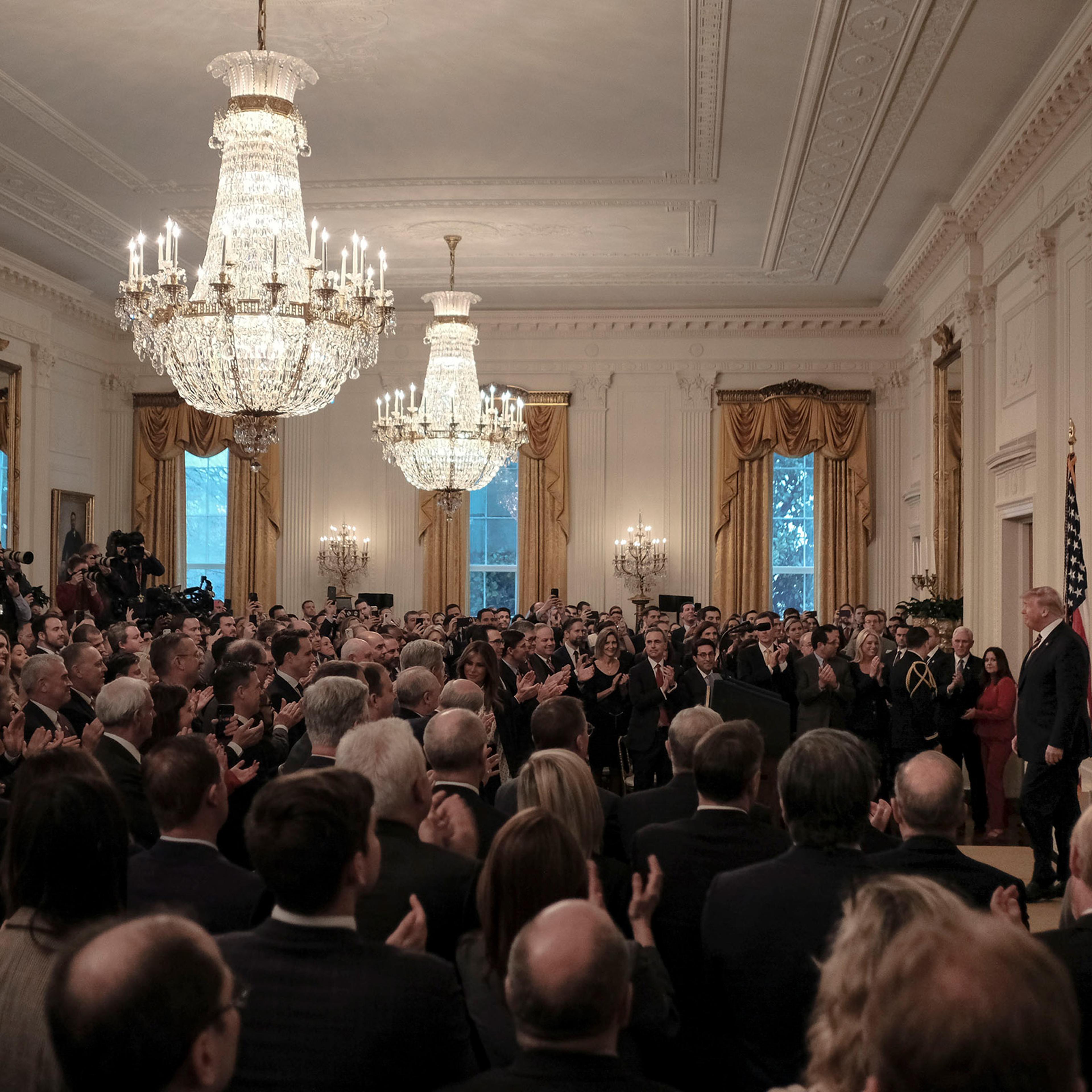 2/6/20, The White House, Washington, D.C. President Donald Trump delivers a post acquittal remarks to supporters in the East Room of the White House in Washington, D.C. on Feb. 6, 2020.Gabriella Demczuk / TIME