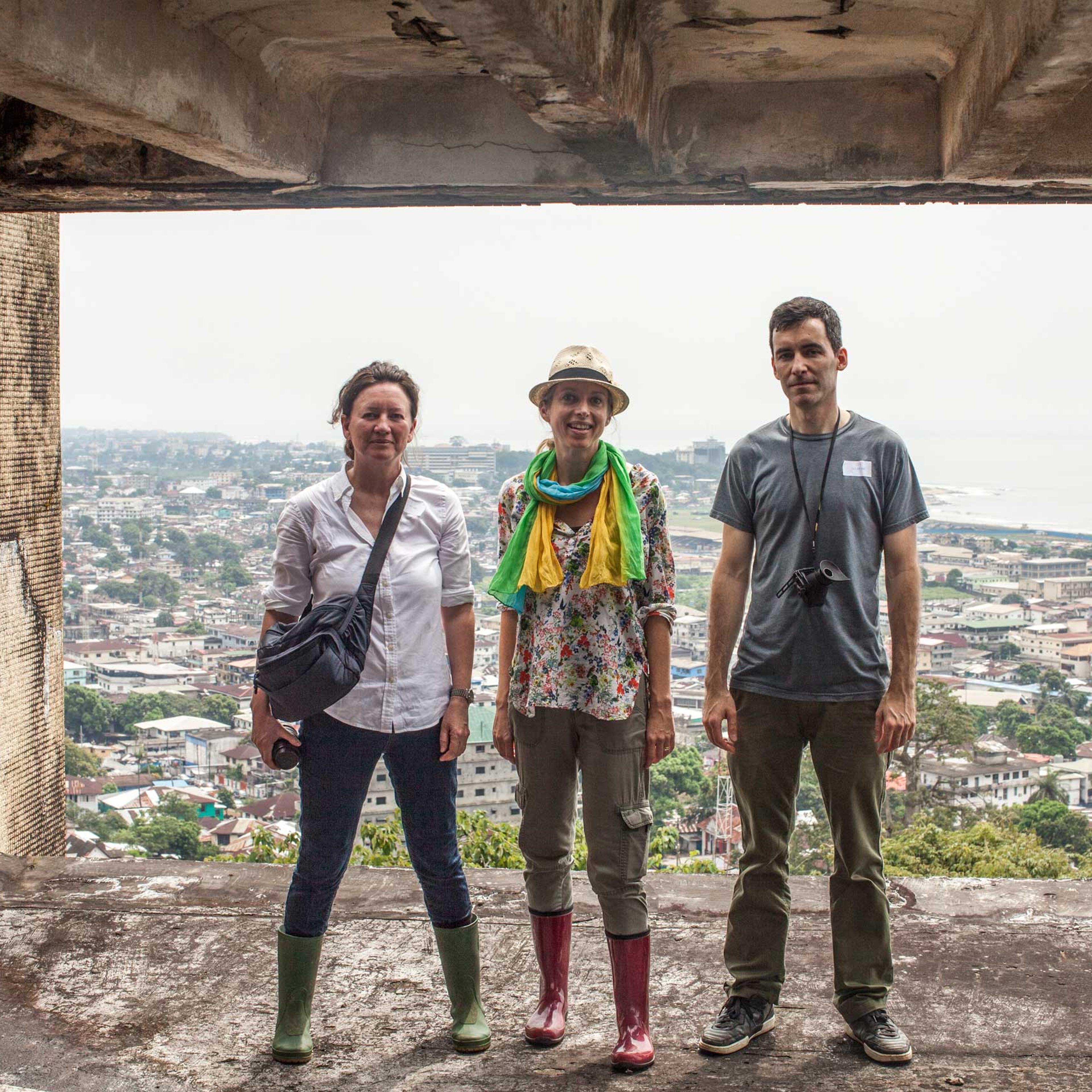Photographer Jackie Nickerson (left), TIME's Africa Bureau Chief Aryn Baker, and TIME's Deputy Director of Photography Paul Moakley in Monrovia, Liberia