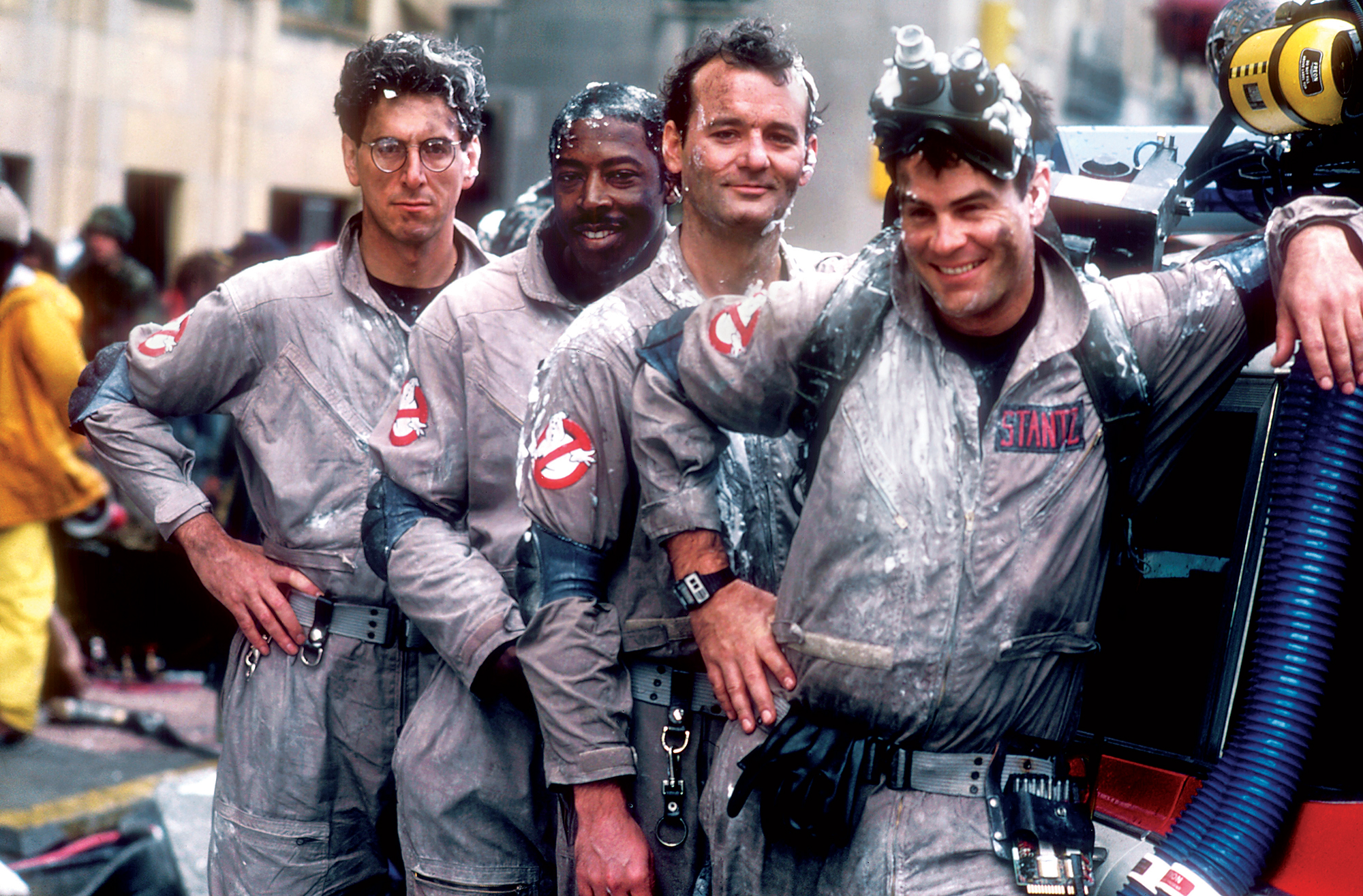 From left: Harold Ramis, Ernie Hudson, Bill Murray and Dan Aykroyd in Ghostbusters.