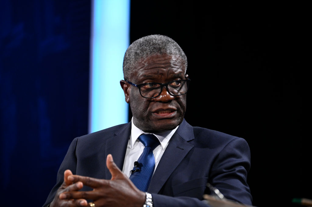 Nobel Peace Prize Laureate Denis Mukwege speaks on stage at the Concordia Annual Summit in New York on Sept. 19, 2022.