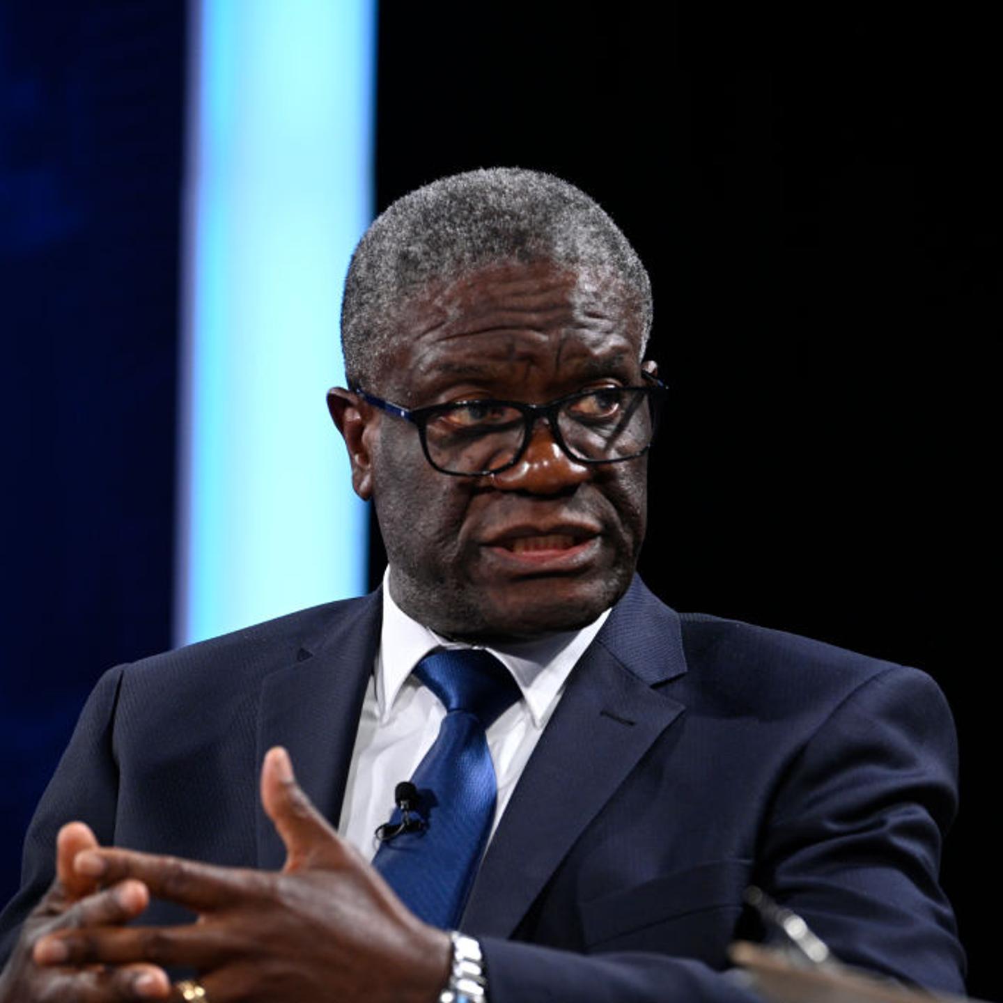 Nobel Peace Prize Laureate Denis Mukwege speaks on stage at the Concordia Annual Summit in New York on Sept. 19, 2022.