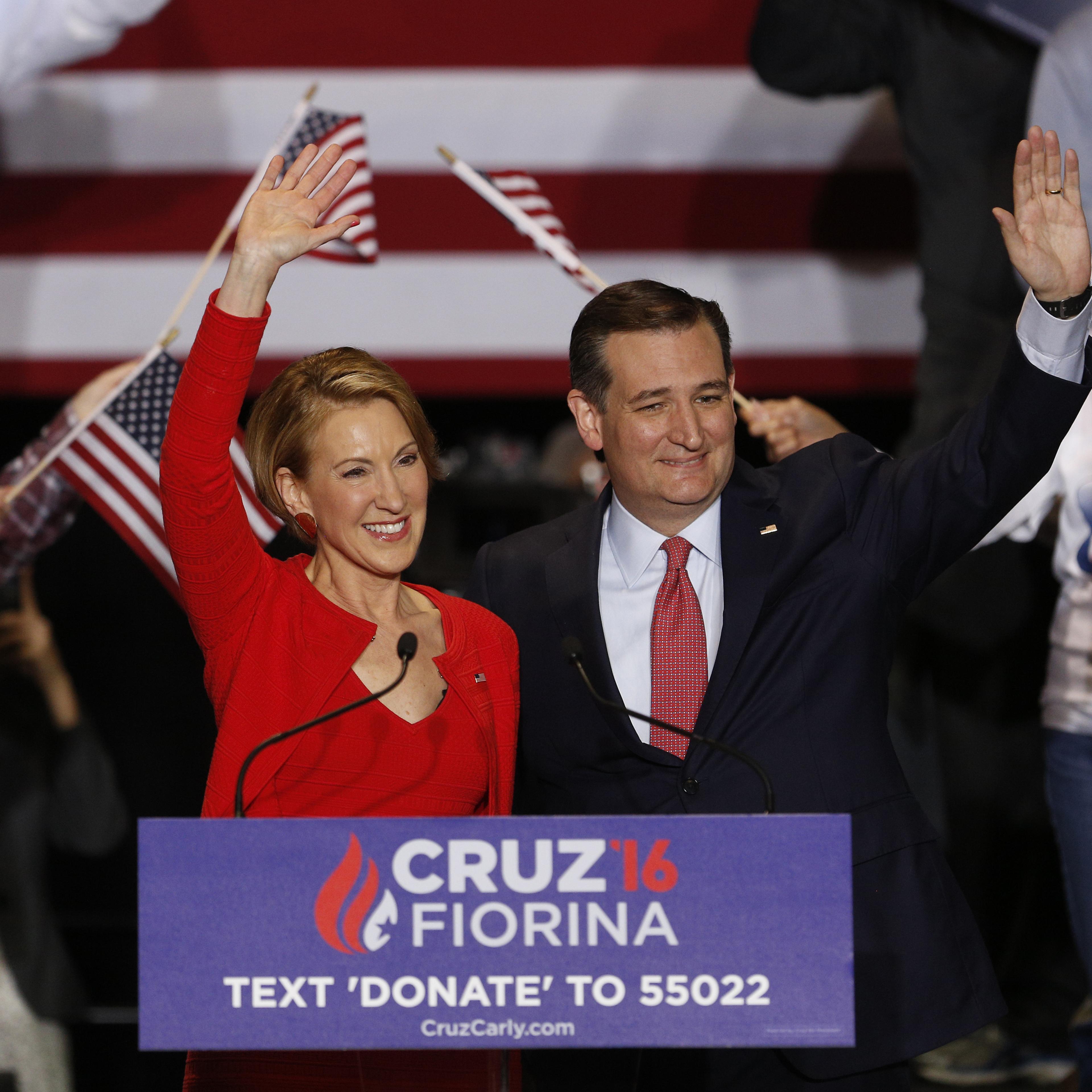 Presidential Candidate Ted Cruz Names Carly Fiorina As Running Mate At Campaign Rally
