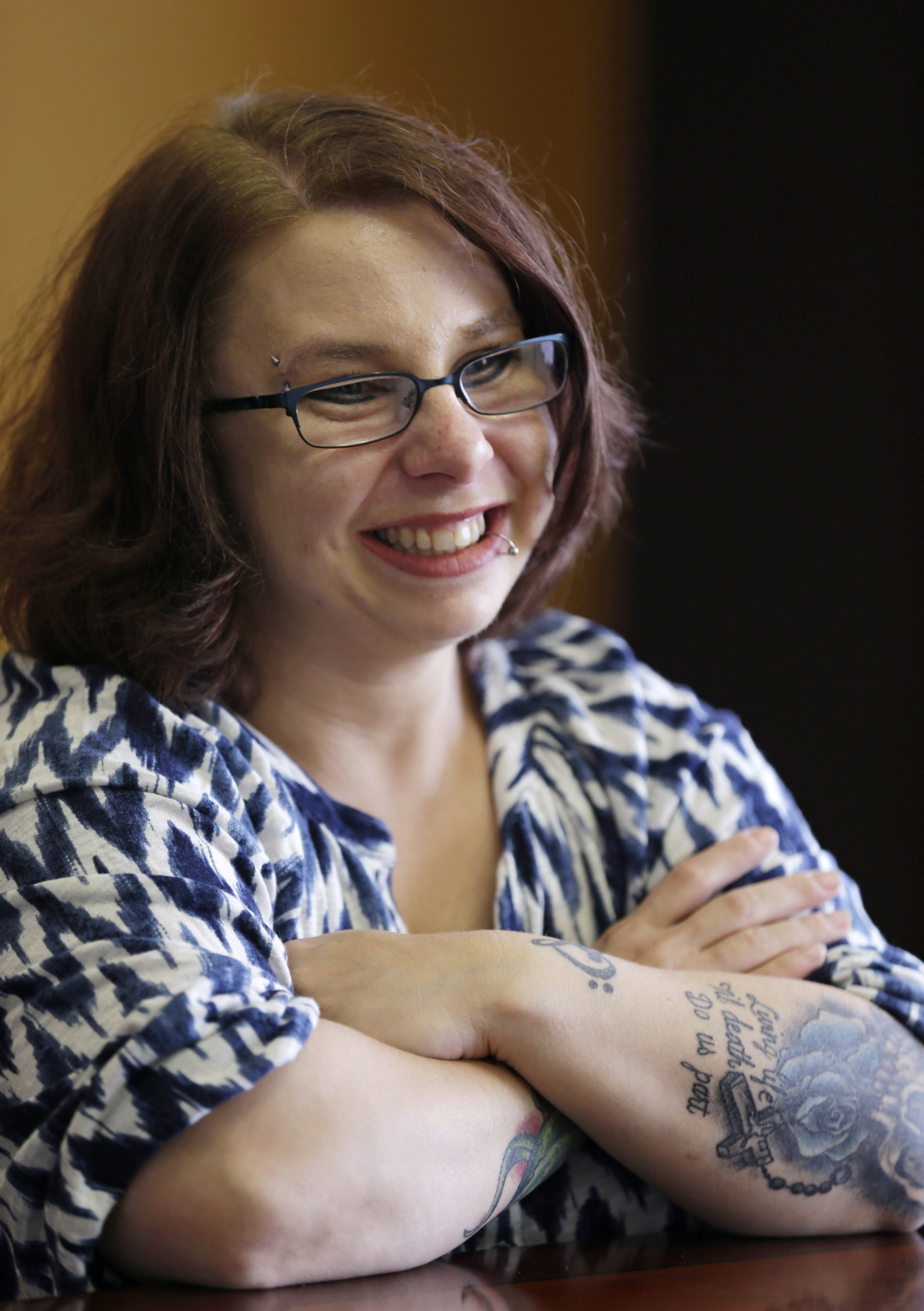 Michelle Knight smiles during an interview in Cleveland on June 26, 2014.