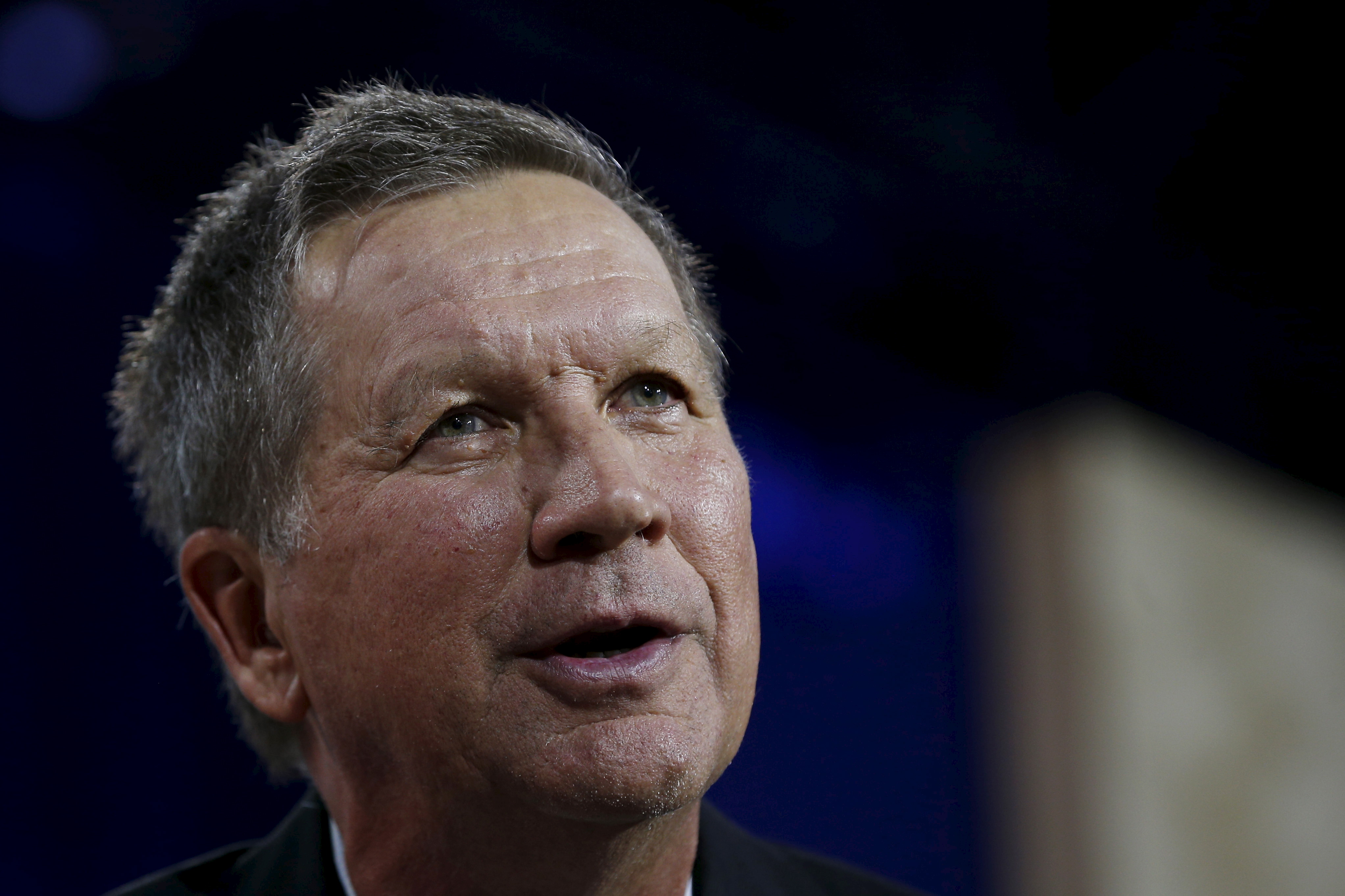 U.S. Republican presidential candidate and Ohio Governor John Kasich speaks at the New Hampshire Education Summit in Londonderry