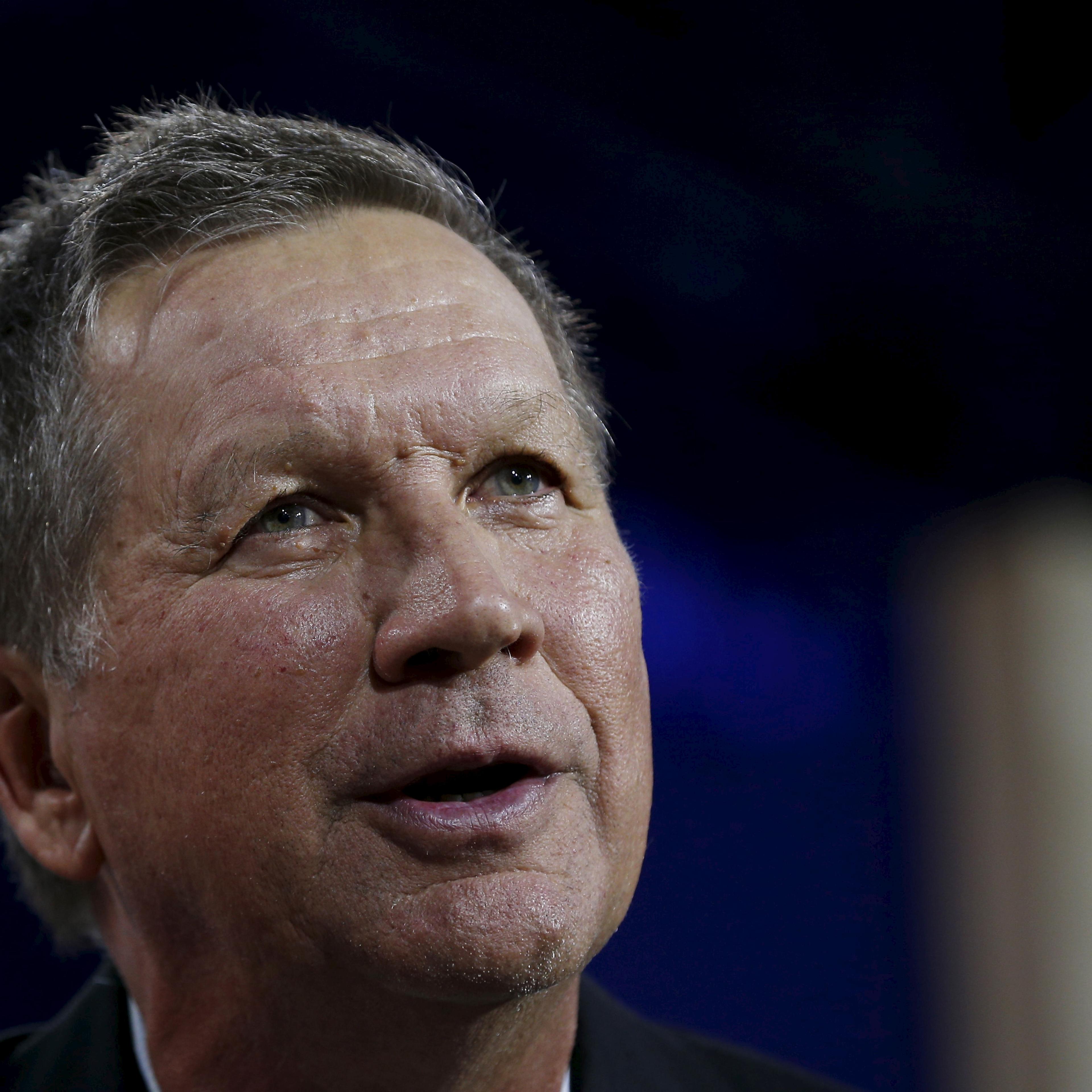 U.S. Republican presidential candidate and Ohio Governor John Kasich speaks at the New Hampshire Education Summit in Londonderry