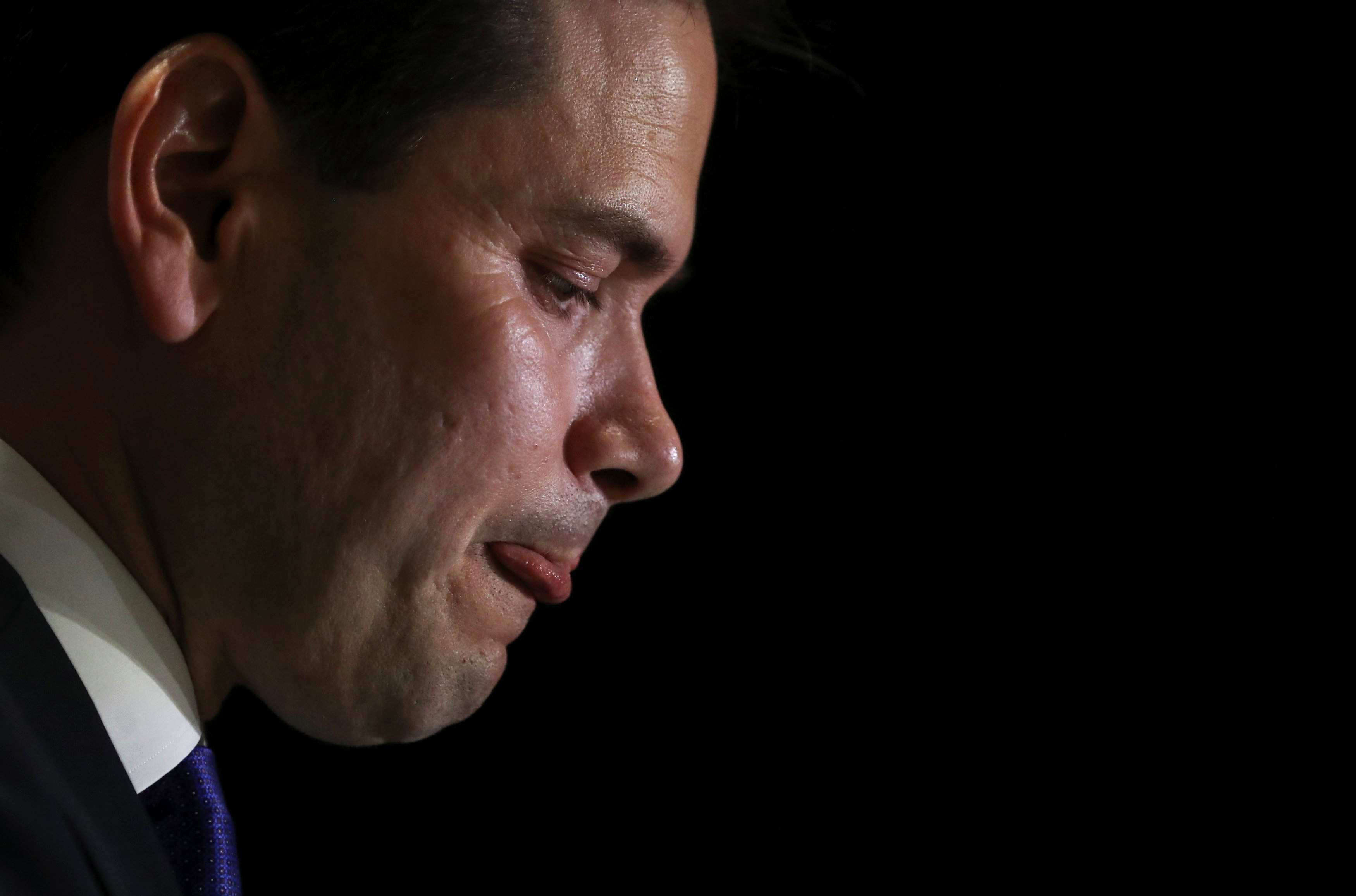 Republican presidential candidate, Florida Sen. Marco Rubio announces the suspension of his presidential campaign during a rally in Miami on March 15, 2016.