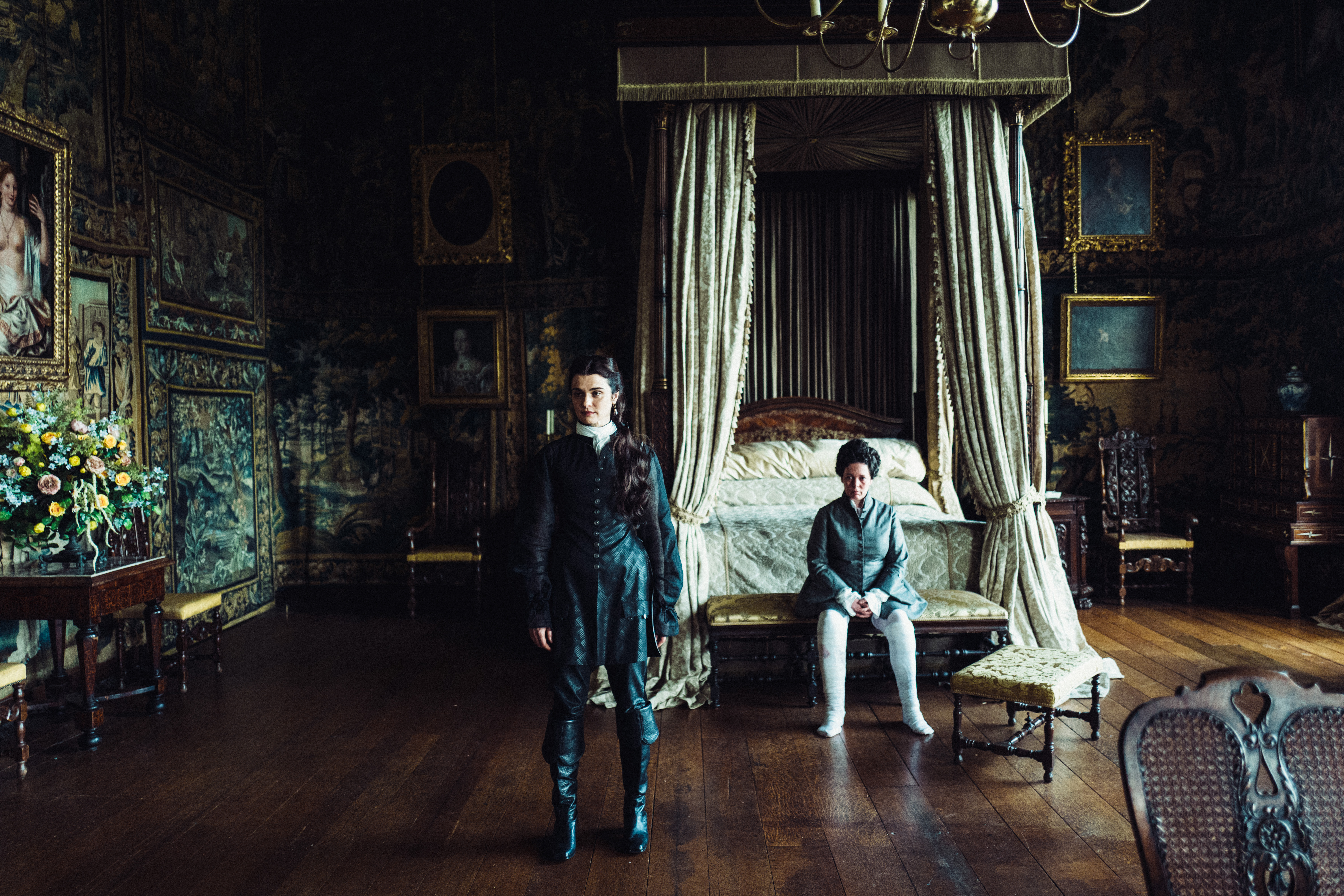 Rachel Weisz and Olivia Colman in the film THE FAVOURITE. Photo by Yorgos Lanthimos. © 2018 Twentieth Century Fox Film Corporation All Rights Reserved