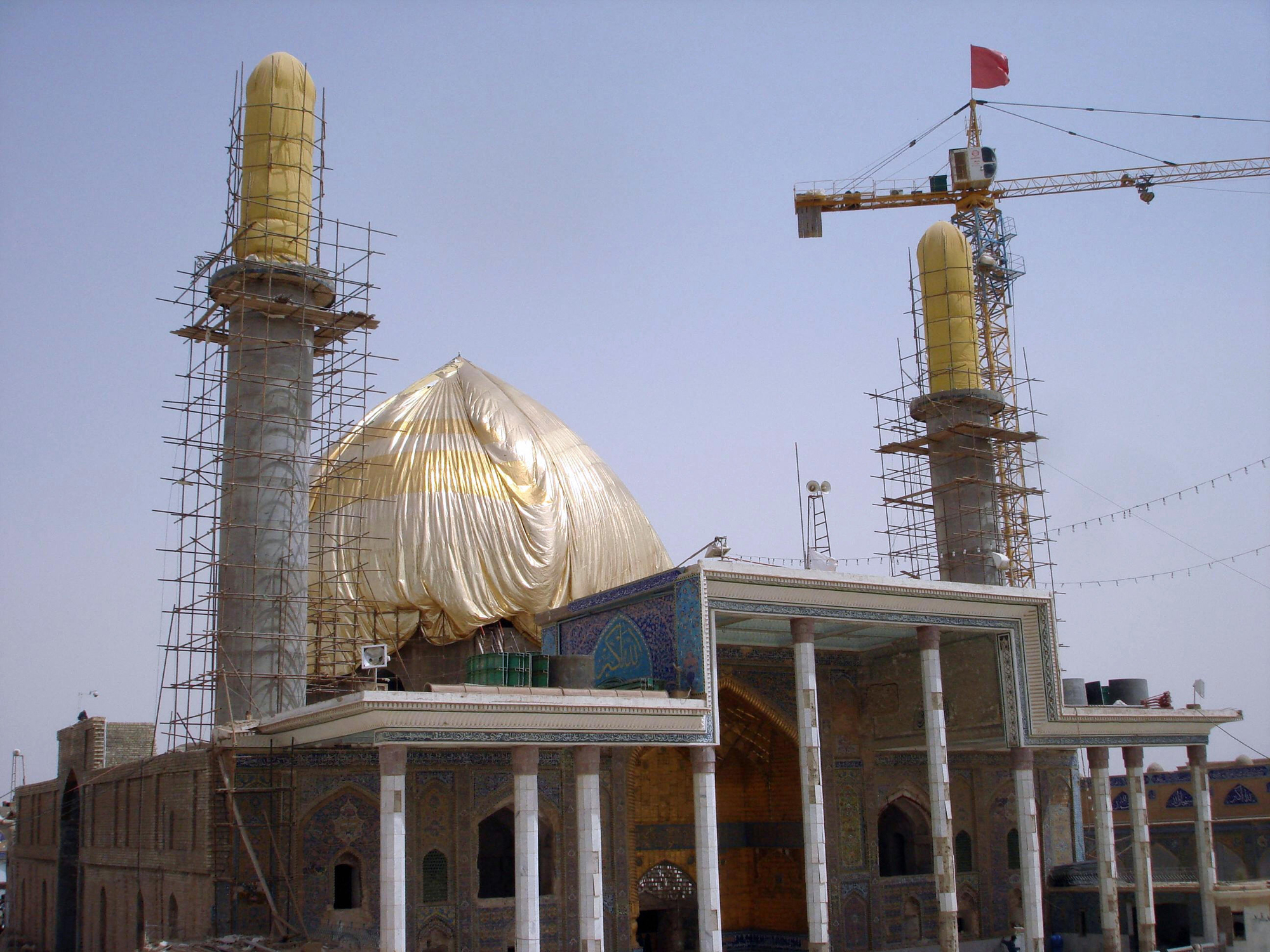 The rebuilt dome and minarets of Samarra Shiite shrine seen in 2009. The shrine was bombed in 2006 in an attack which unleashed a wave of sectarian bloodletting that claimed tens of thousands of lives.