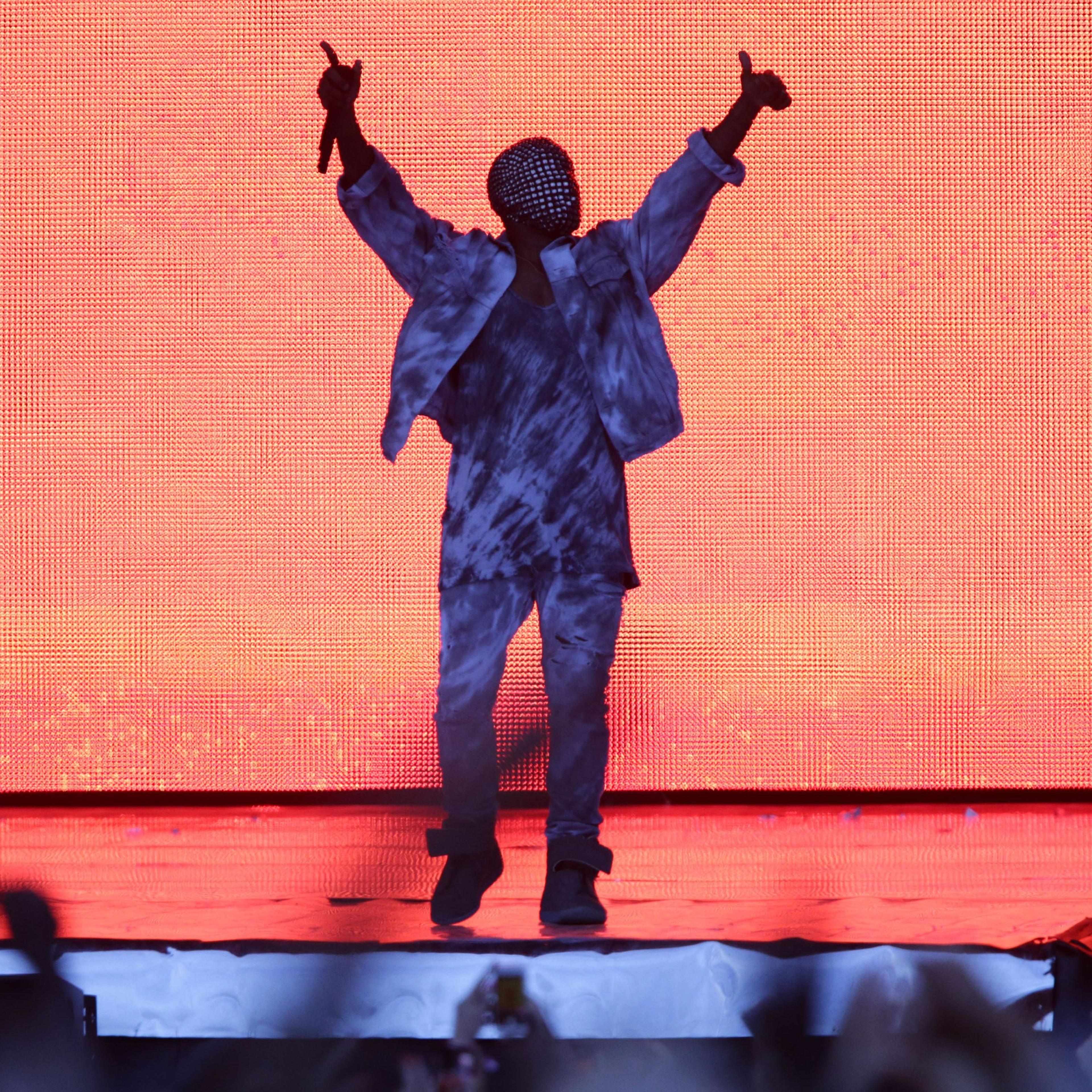 Kanye West performing at the Wireless Festival