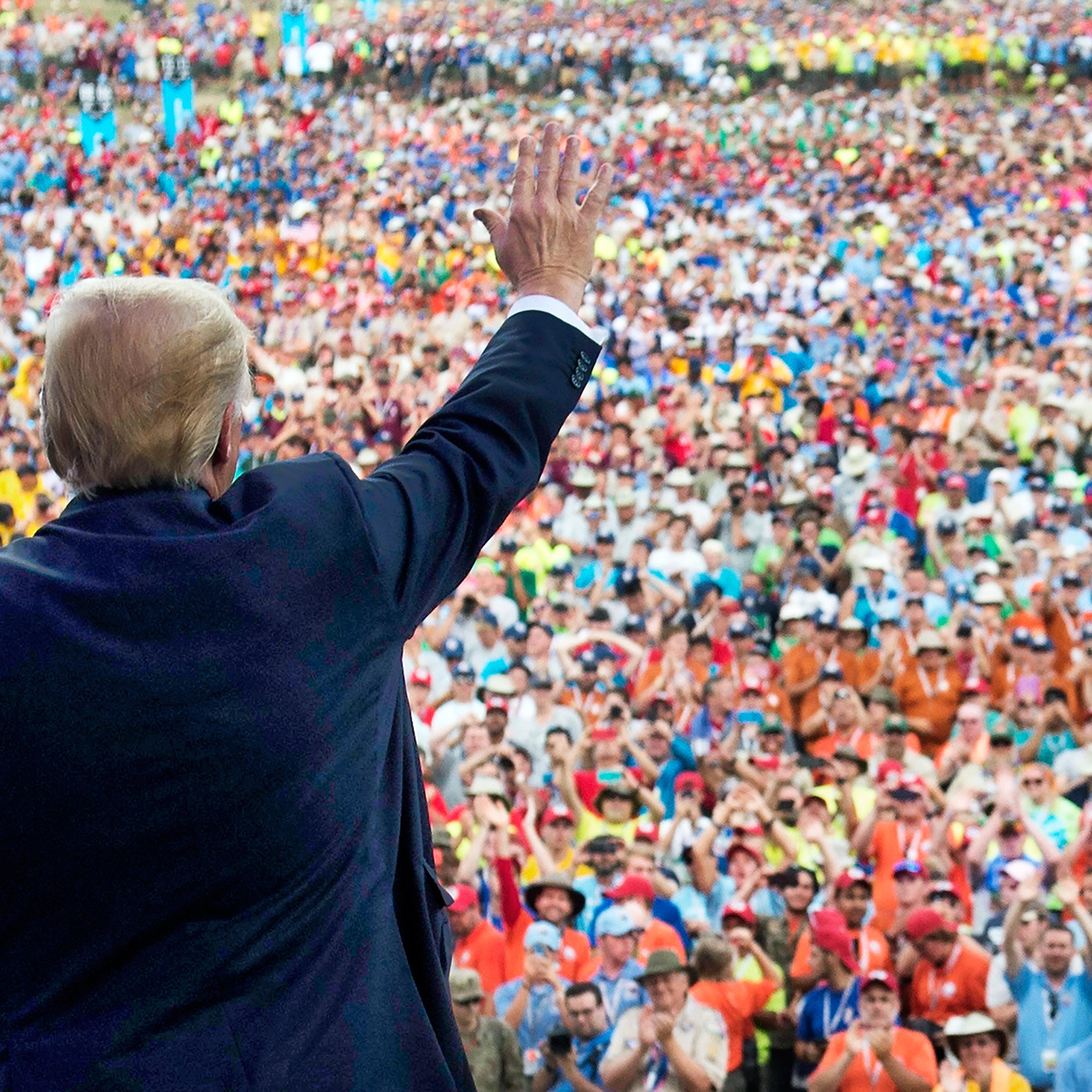 Trump broke custom by delivering a political speech to the Boy Scouts’ national jamboree in Glen Jean, W.Va.