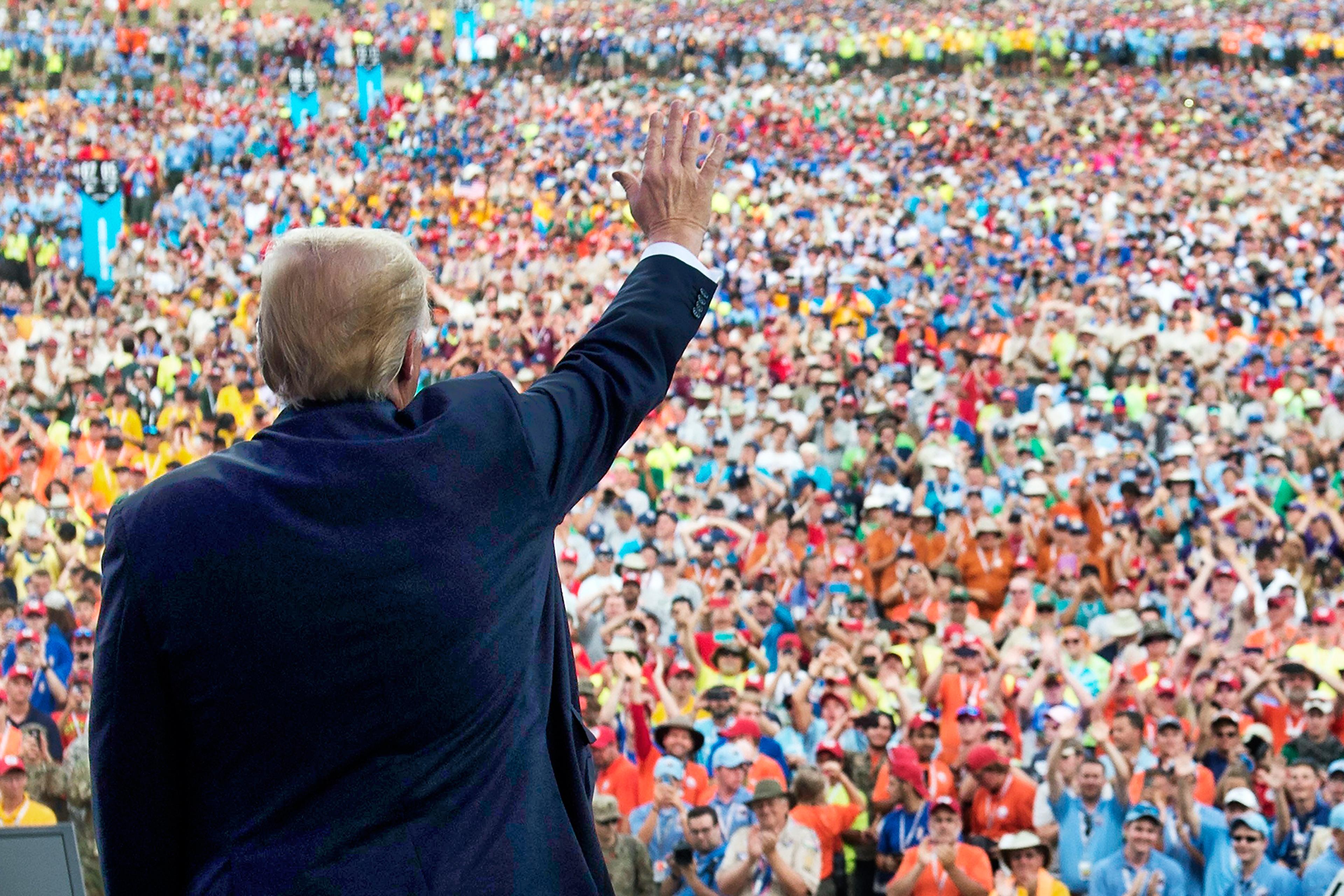 Trump broke custom by delivering a political speech to the Boy Scouts’ national jamboree in Glen Jean, W.Va.