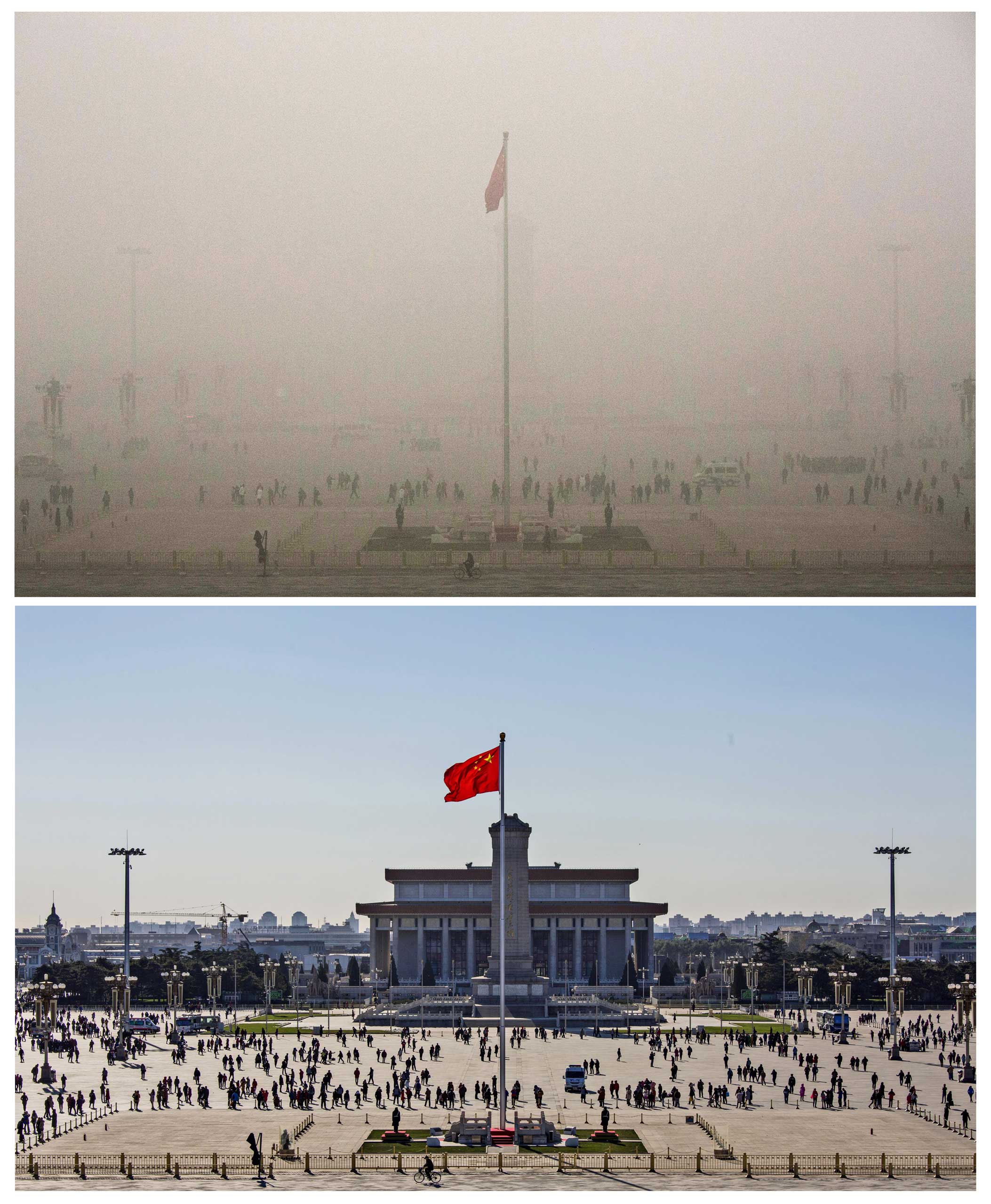 Beijing smog before after