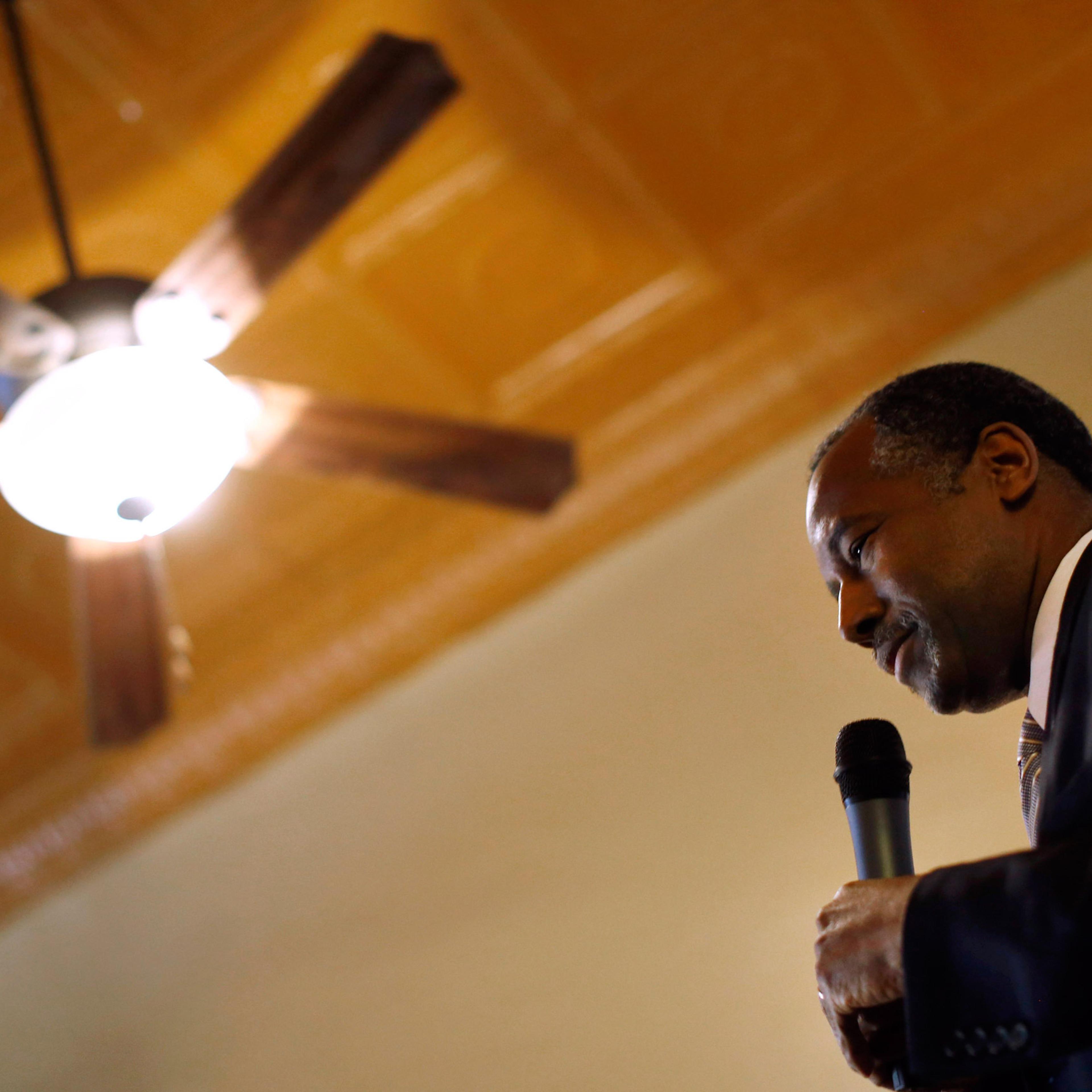 Republican presidential candidate Dr. Ben Carson speaks during a town hall at Adams Street Espresso and Soda Shoppe in Creston, Iowa, Friday, Jan. 22, 2016. (AP Photo/Patrick Semansky)