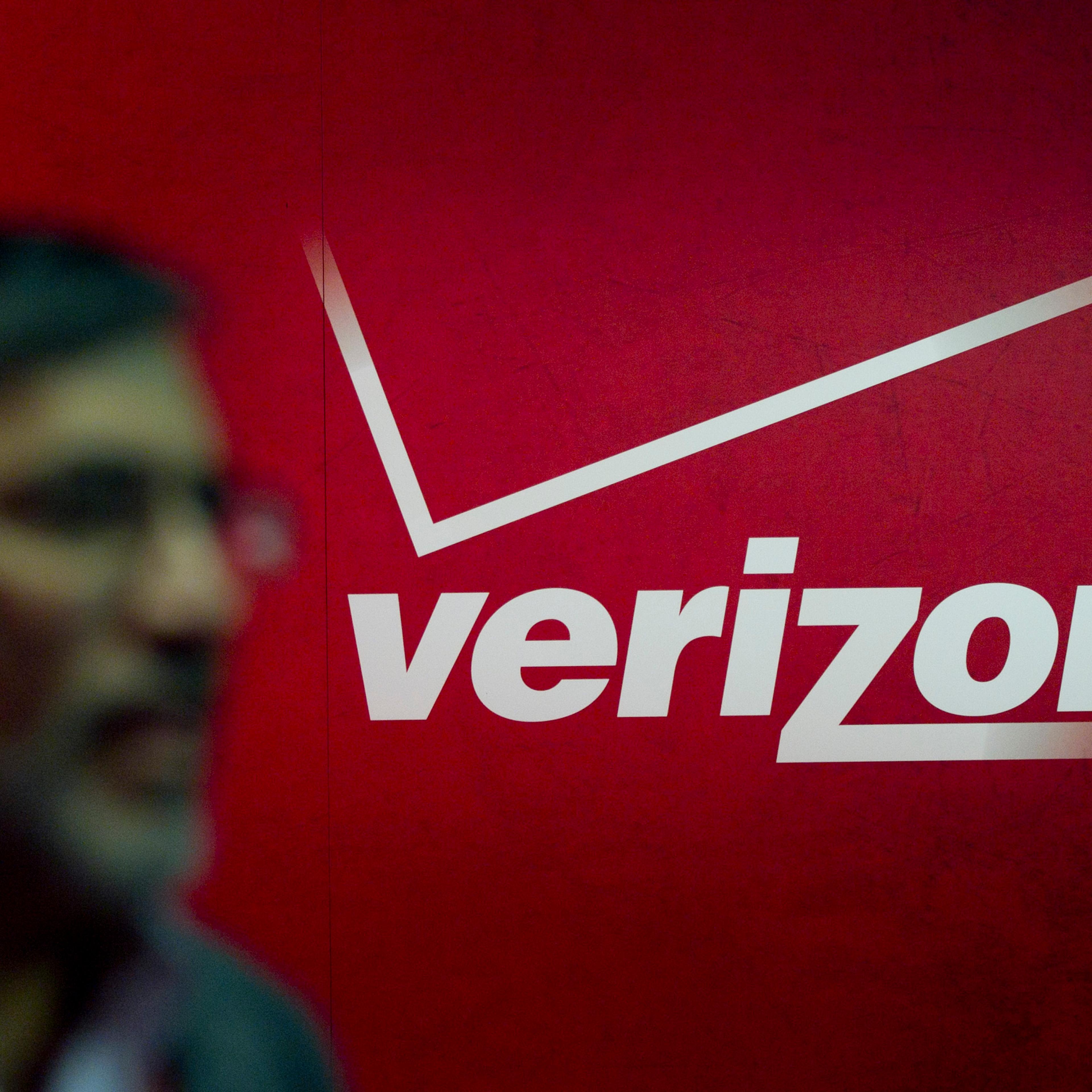 The Verizon Communications Inc. logo at the International Consumer Electronics Show (CES) in Las Vegas on Jan. 12, 2012.