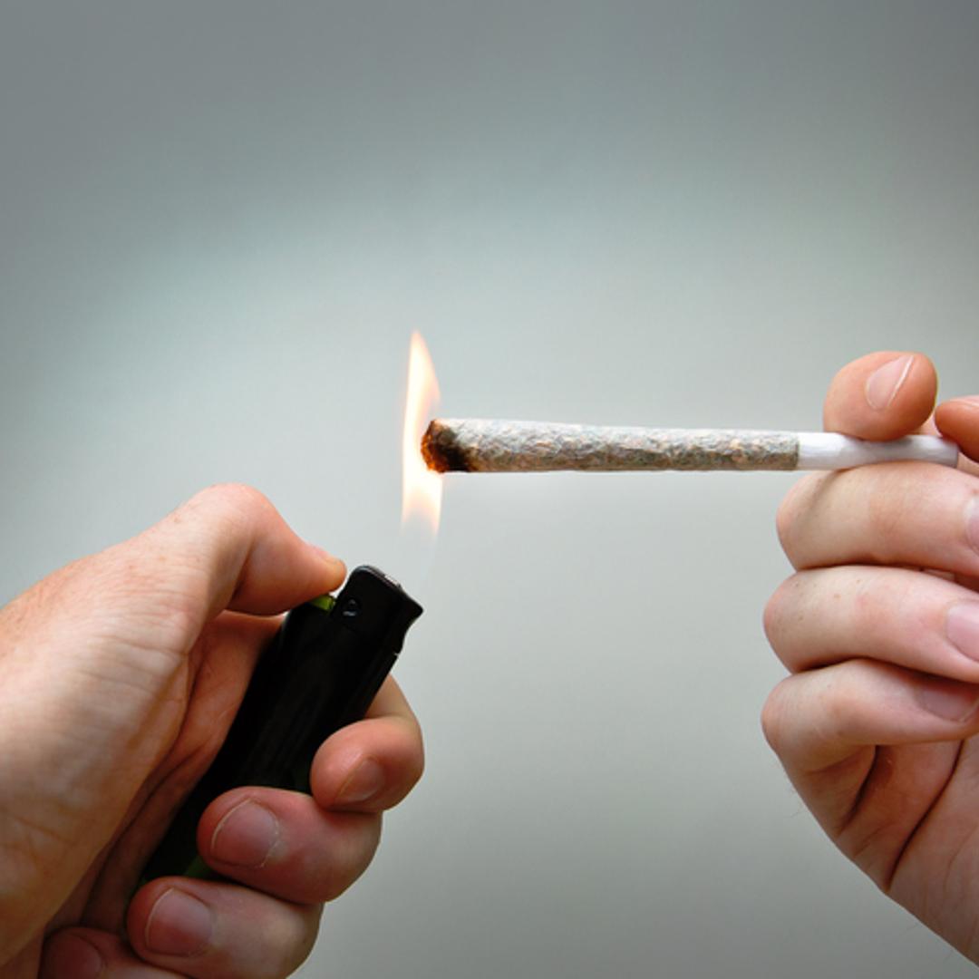 Burning marijuana joint