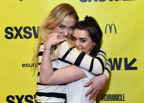 Actors Sophie Turner (L) and Maisie Williams attend onstage at 'Featured Session: Game of Thrones' during 2017 SXSW Conference and Festivals at Austin Convention Center on March 12, 2017 in Austin, Texas.