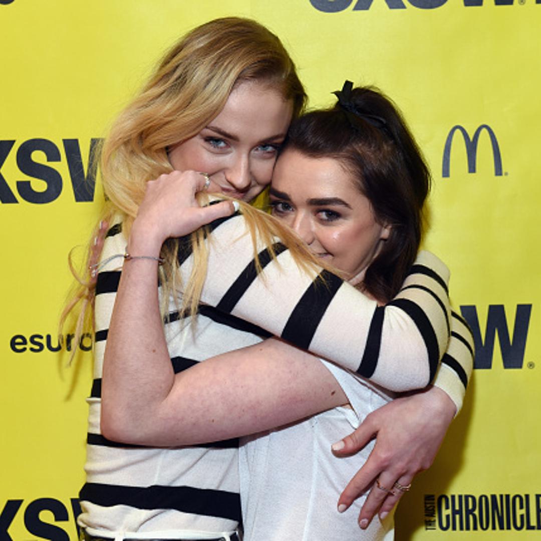 Actors Sophie Turner (L) and Maisie Williams attend onstage at 'Featured Session: Game of Thrones' during 2017 SXSW Conference and Festivals at Austin Convention Center on March 12, 2017 in Austin, Texas.