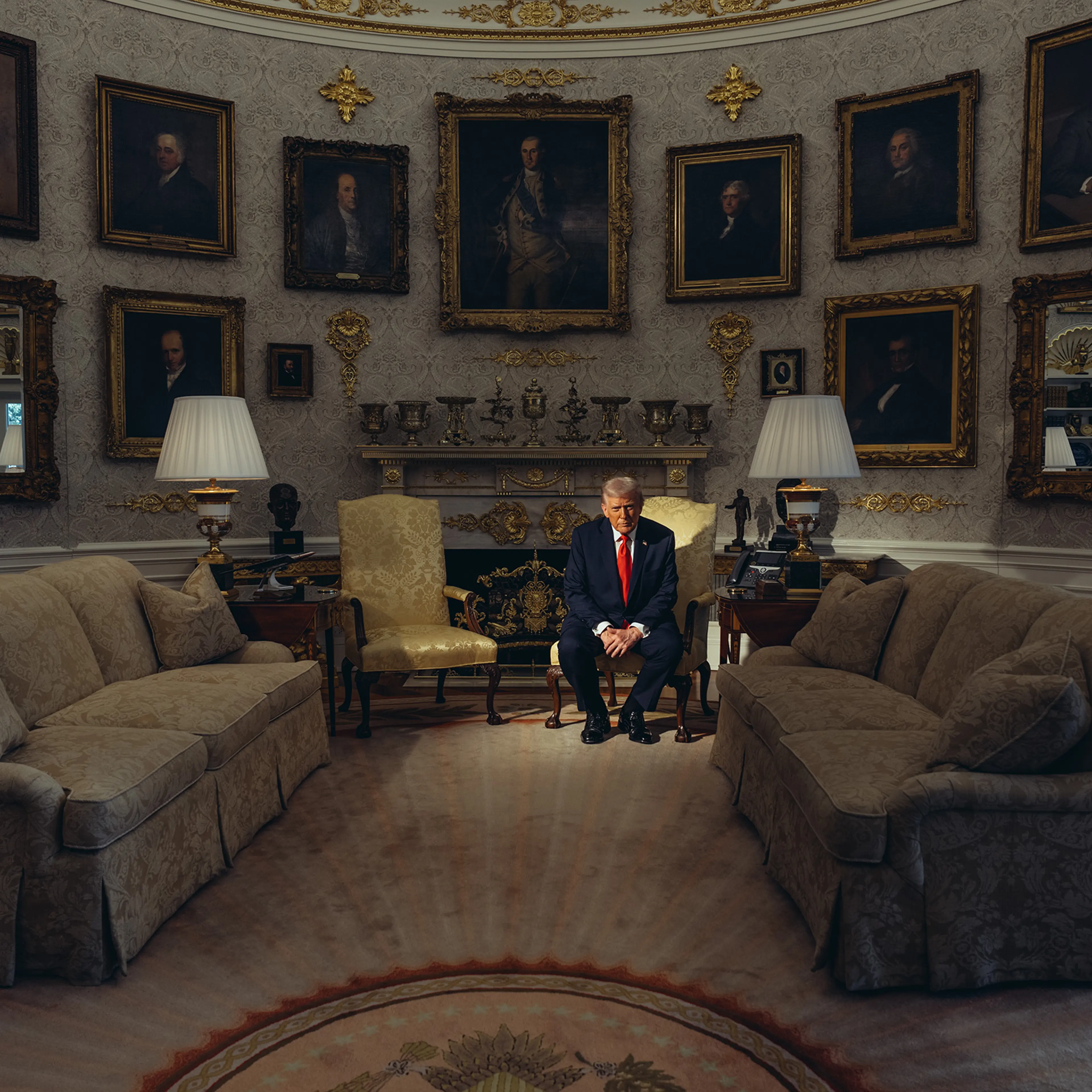 President Donald Trump sits in the Oval Office at the White House, in Washington, DC, on Oct. 21, 2025.