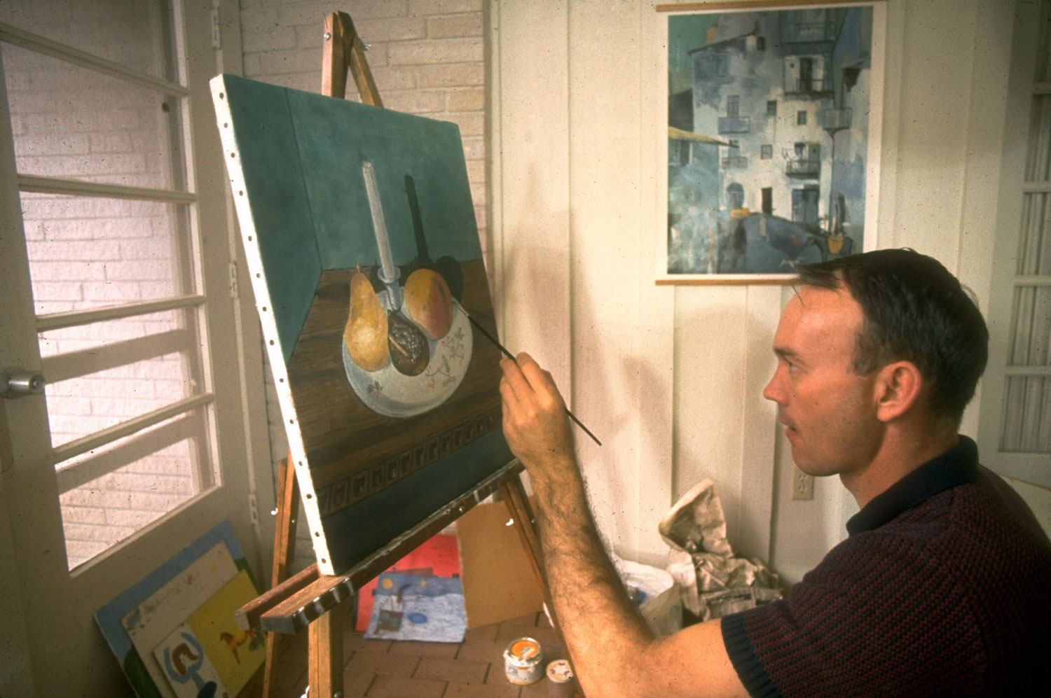 Not published in LIFE. Apollo 11 astronaut Michael Collins at home in Texas, 1969.