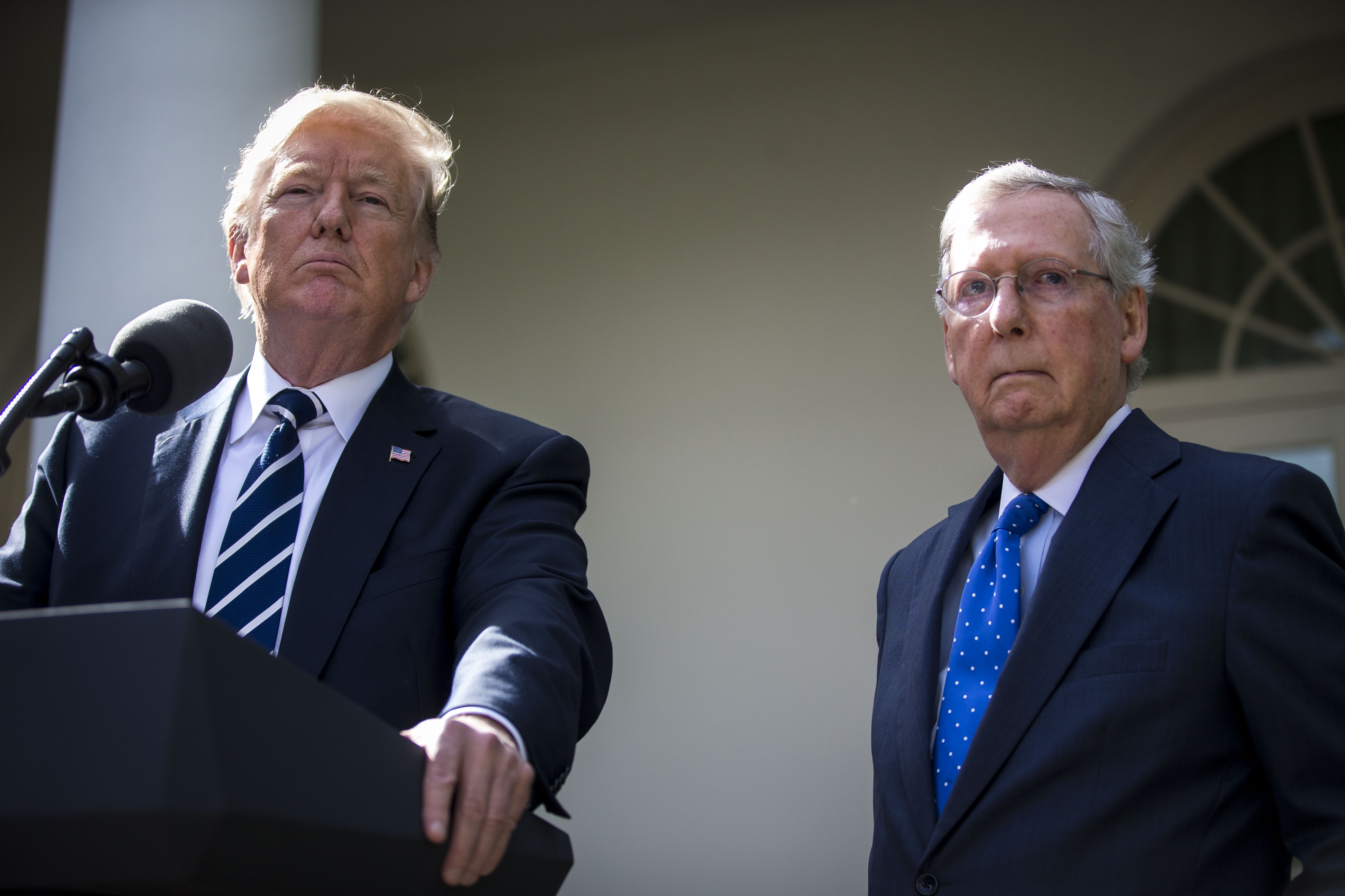President Trump And Senate Majority Leader McConnell Deliver Remarks After Meeting At The White House