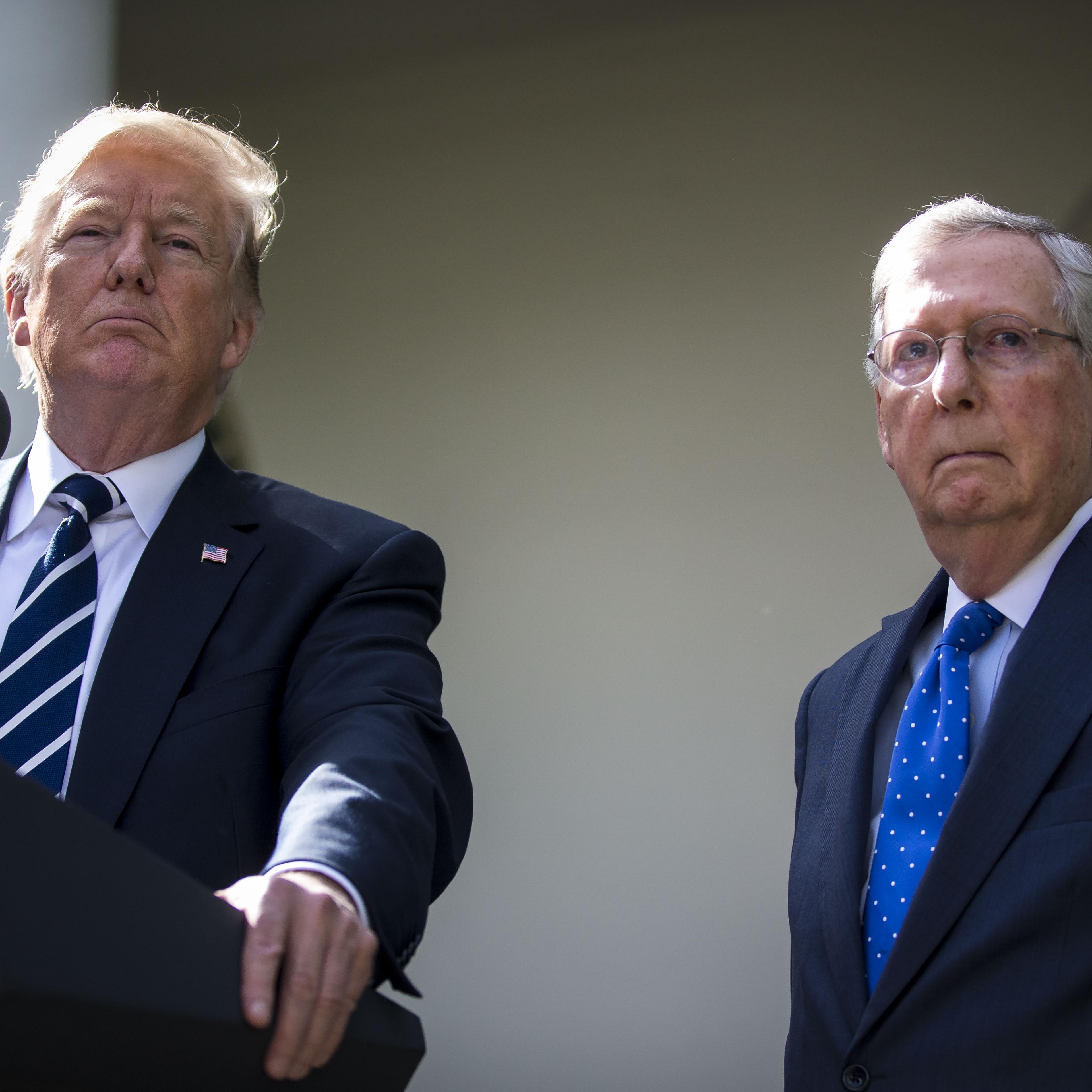 President Trump And Senate Majority Leader McConnell Deliver Remarks After Meeting At The White House