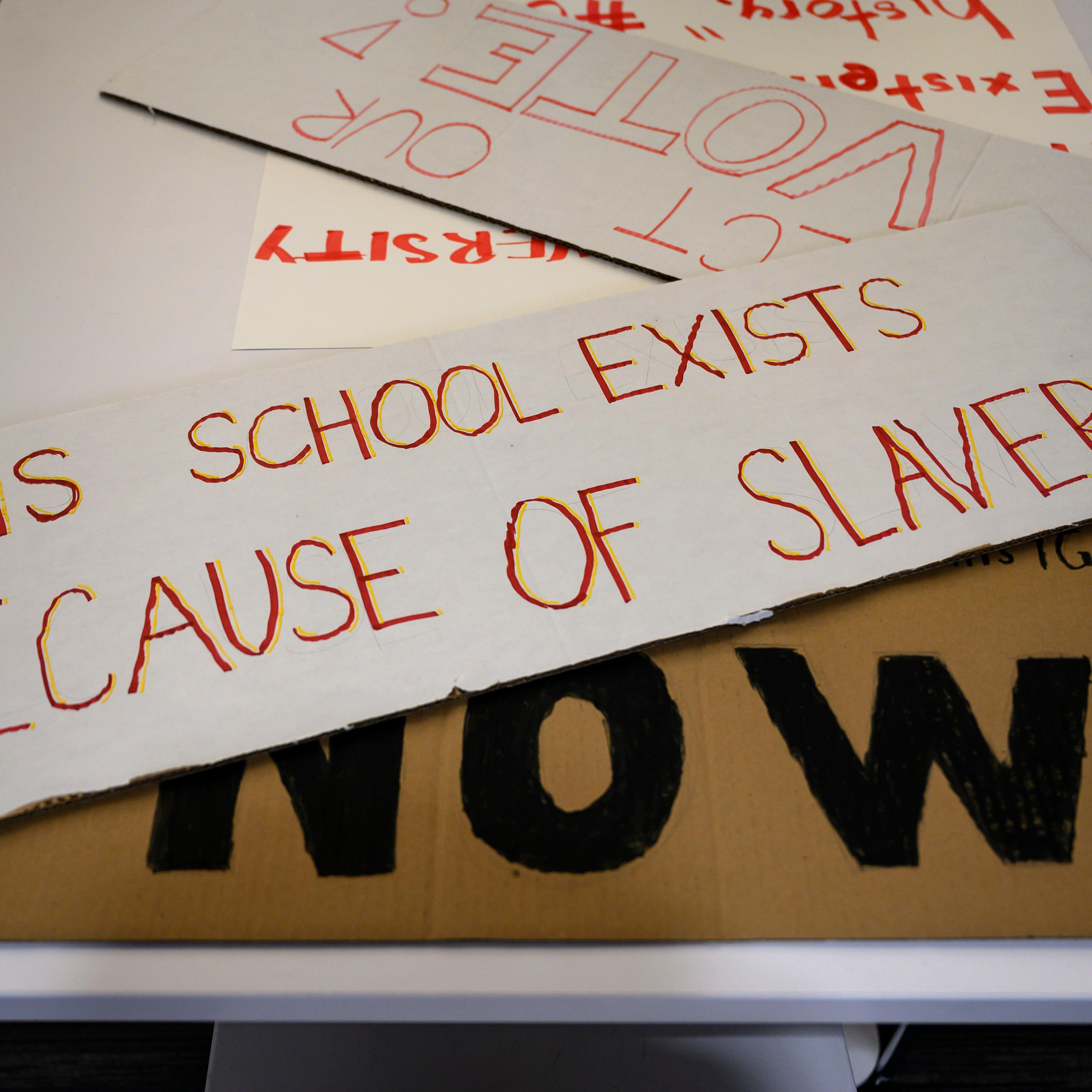 Students at Georgetown protest in favor of reparations stemming from the school's history with slavery