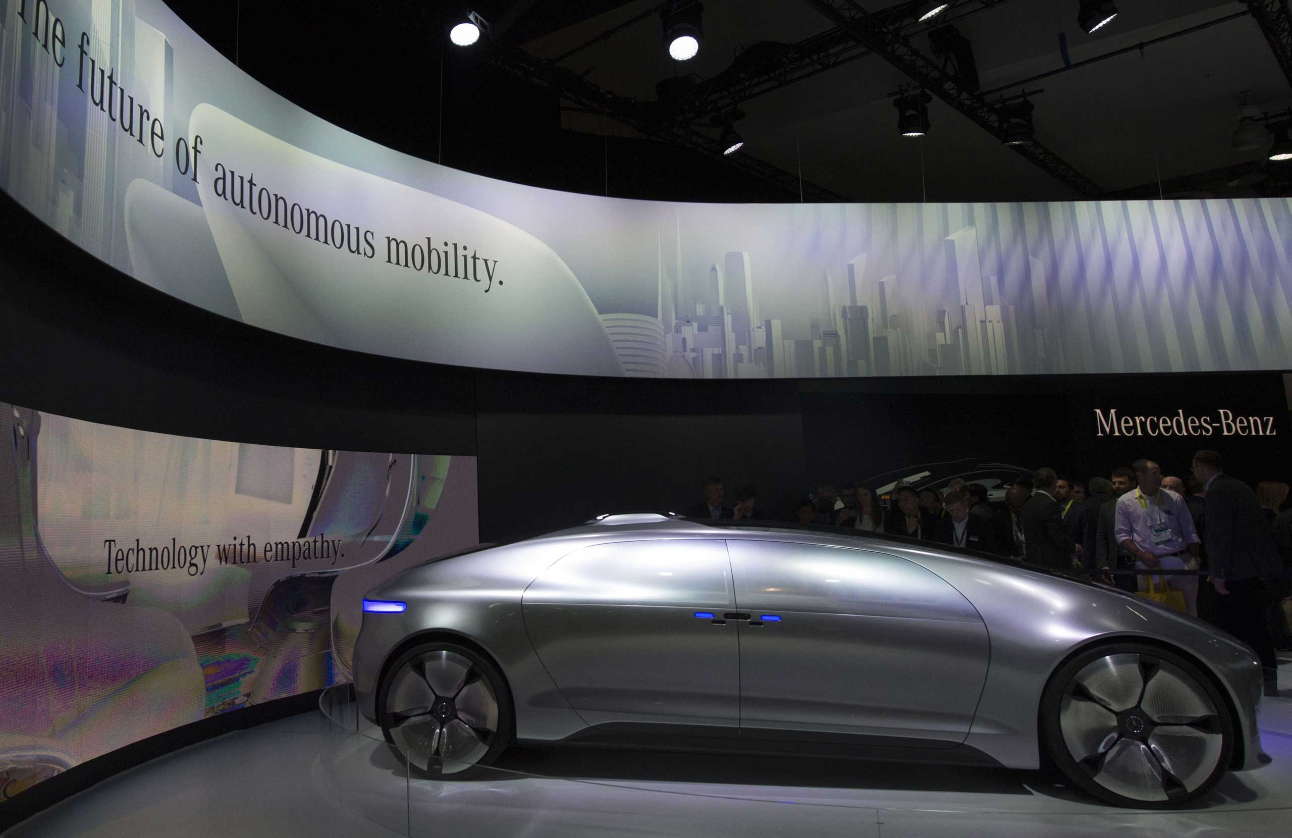 A Mercedes-Benz hybrid concept car is seen during the 2015 International Consumer Electronics Show in Las Vegas, on Jan. 6, 2015.