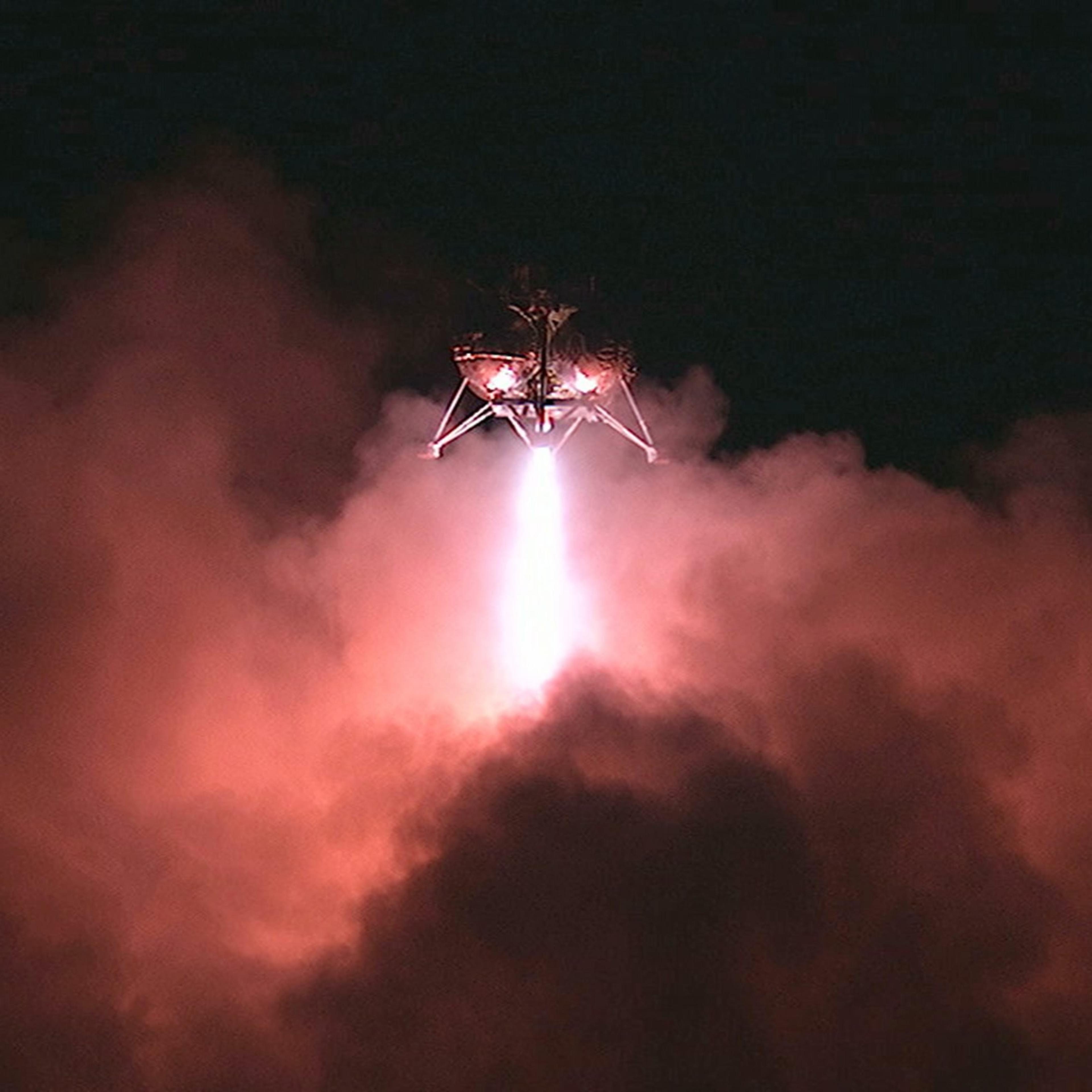 A free-flight test of the Morpheus prototype lander and Autonomous Landing Hazard Avoidance Technology, or ALHAT, at the Kennedy Space Center in Florida on May 28, 2014.