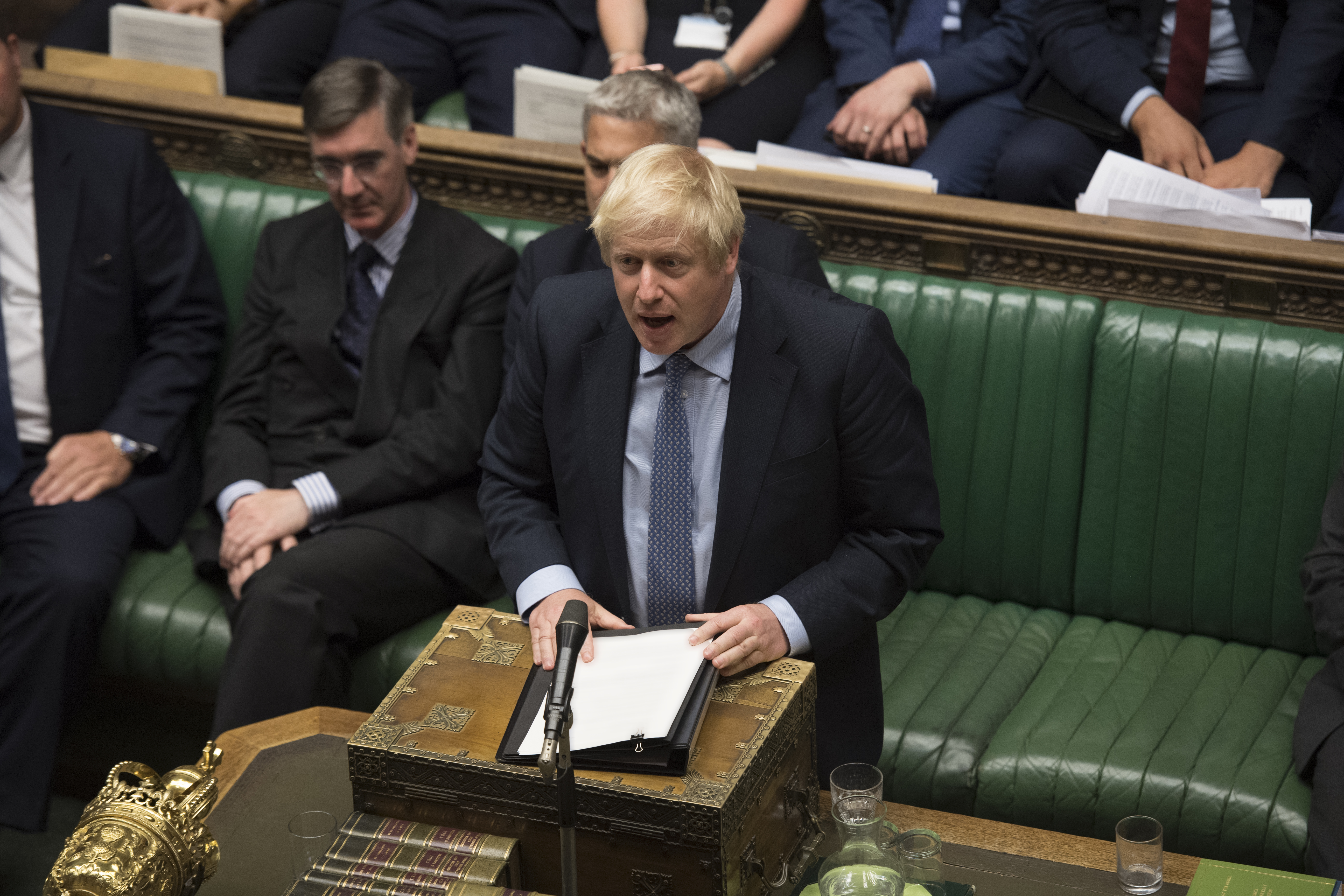 British Prime Minister Boris Johnson addresses lawmakers on Sept. 4