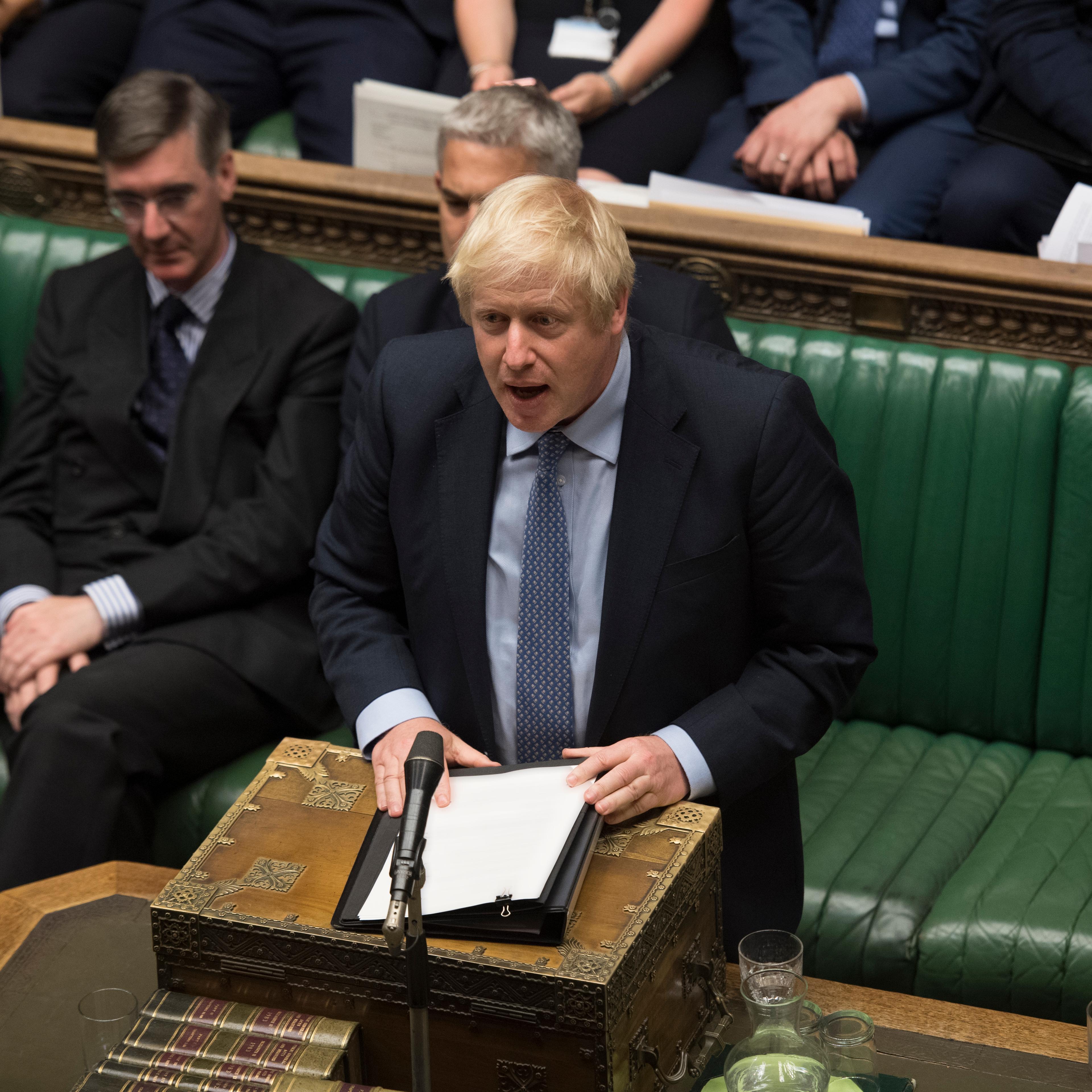British Prime Minister Boris Johnson addresses lawmakers on Sept. 4