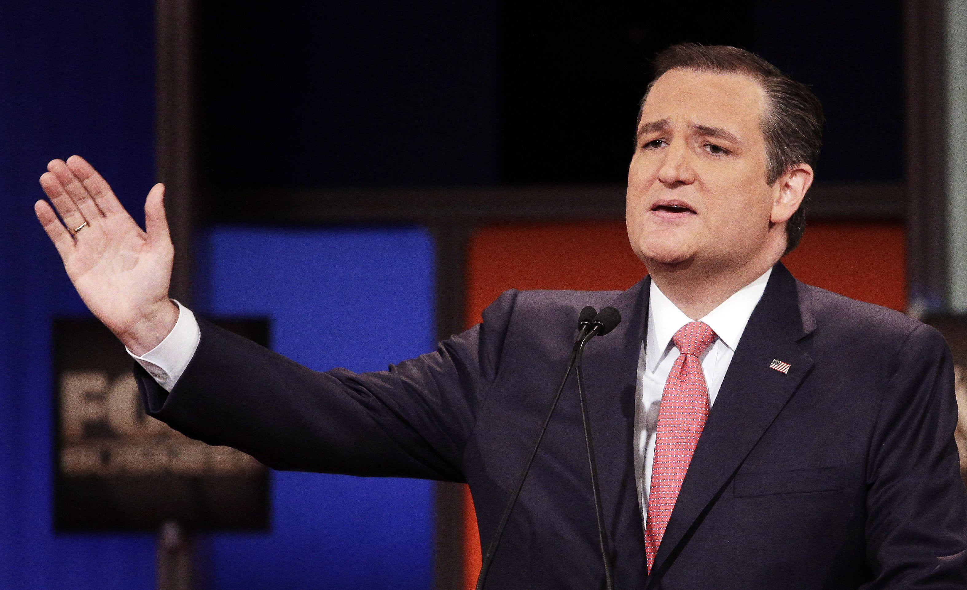 Republican presidential candidate, Sen. Ted Cruz, R-Texas, speaks during the Republican presidential debate at the North Charleston Coliseum, Thursday, Jan. 14, 2016, in North Charleston, S.C.
